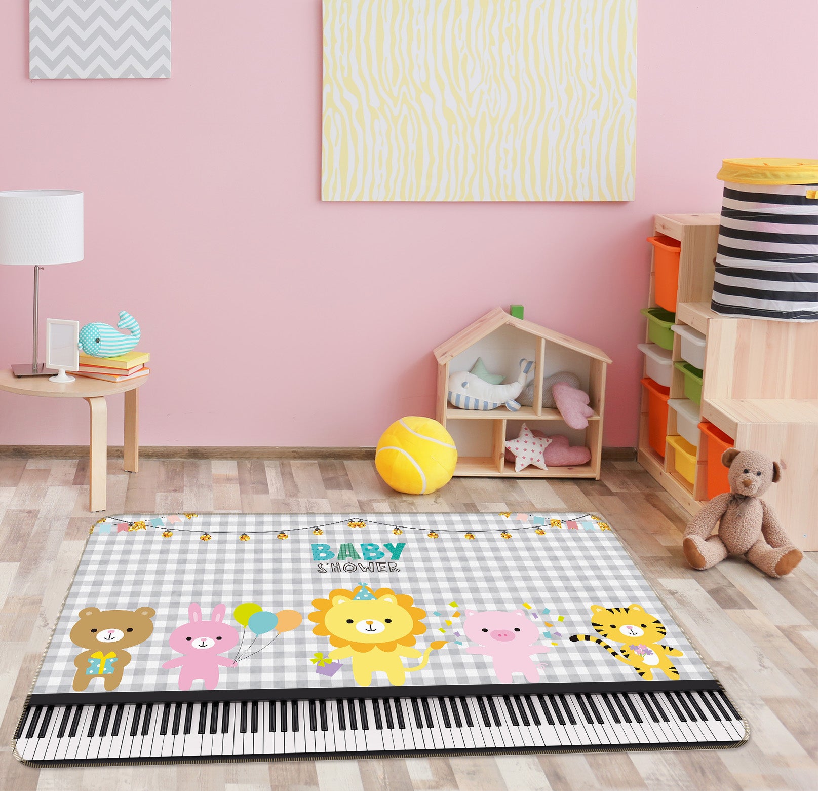 3D Little Animals Piano 34091 Non Slip Rug Mat