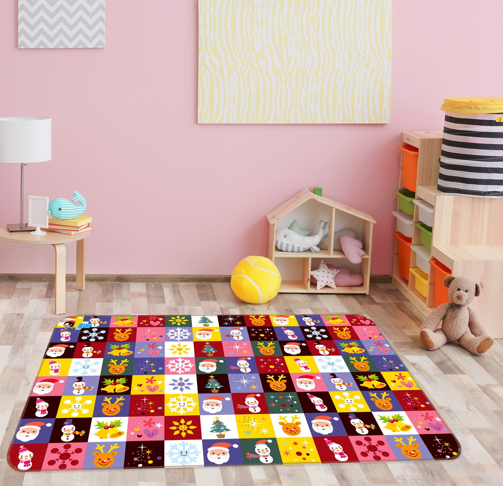 3D Splicing Santa Claus 1049 Christmas Non Slip Rug Mat Xmas