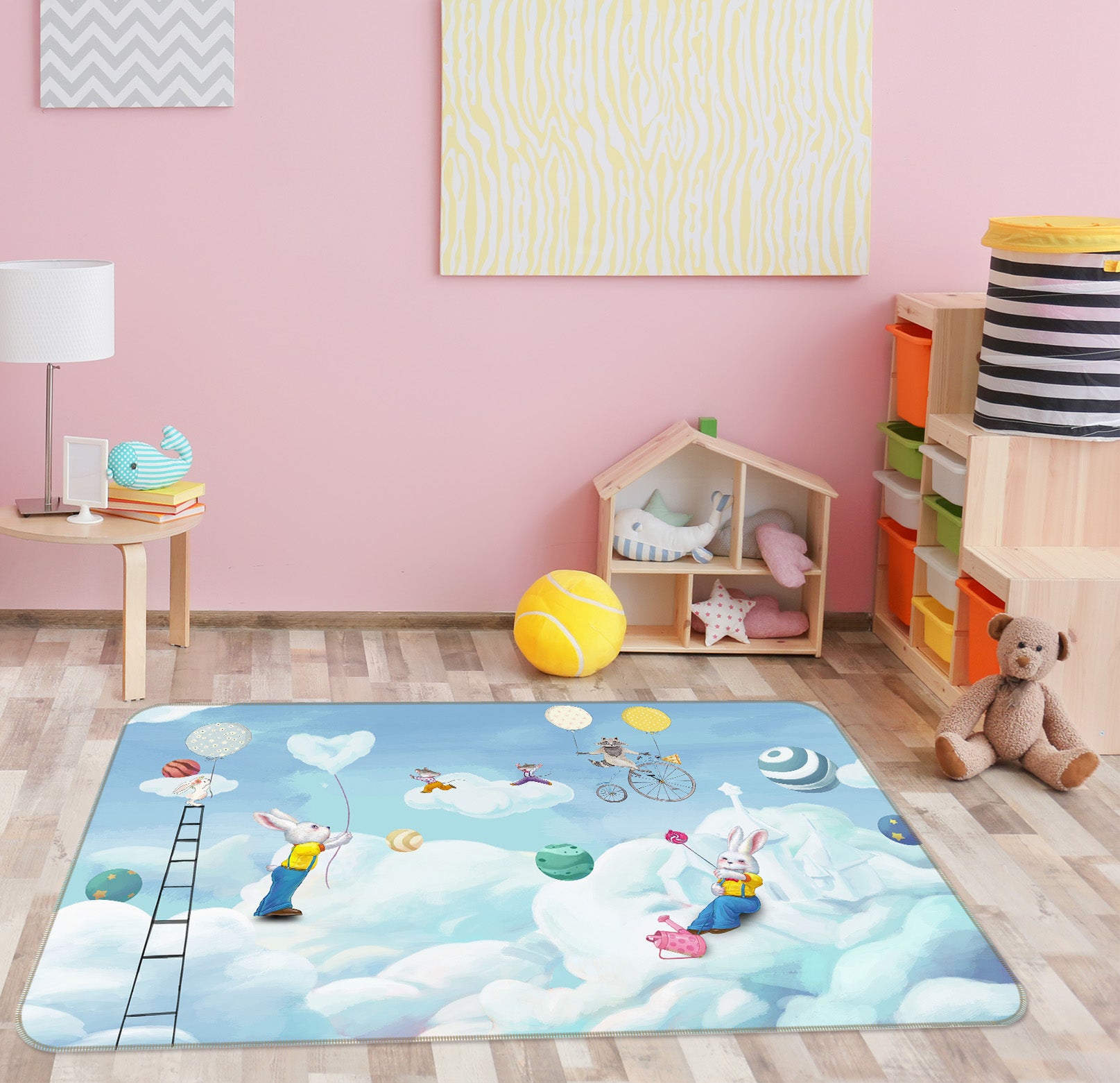 3D Rabbit Cloud 34017 Non Slip Rug Mat