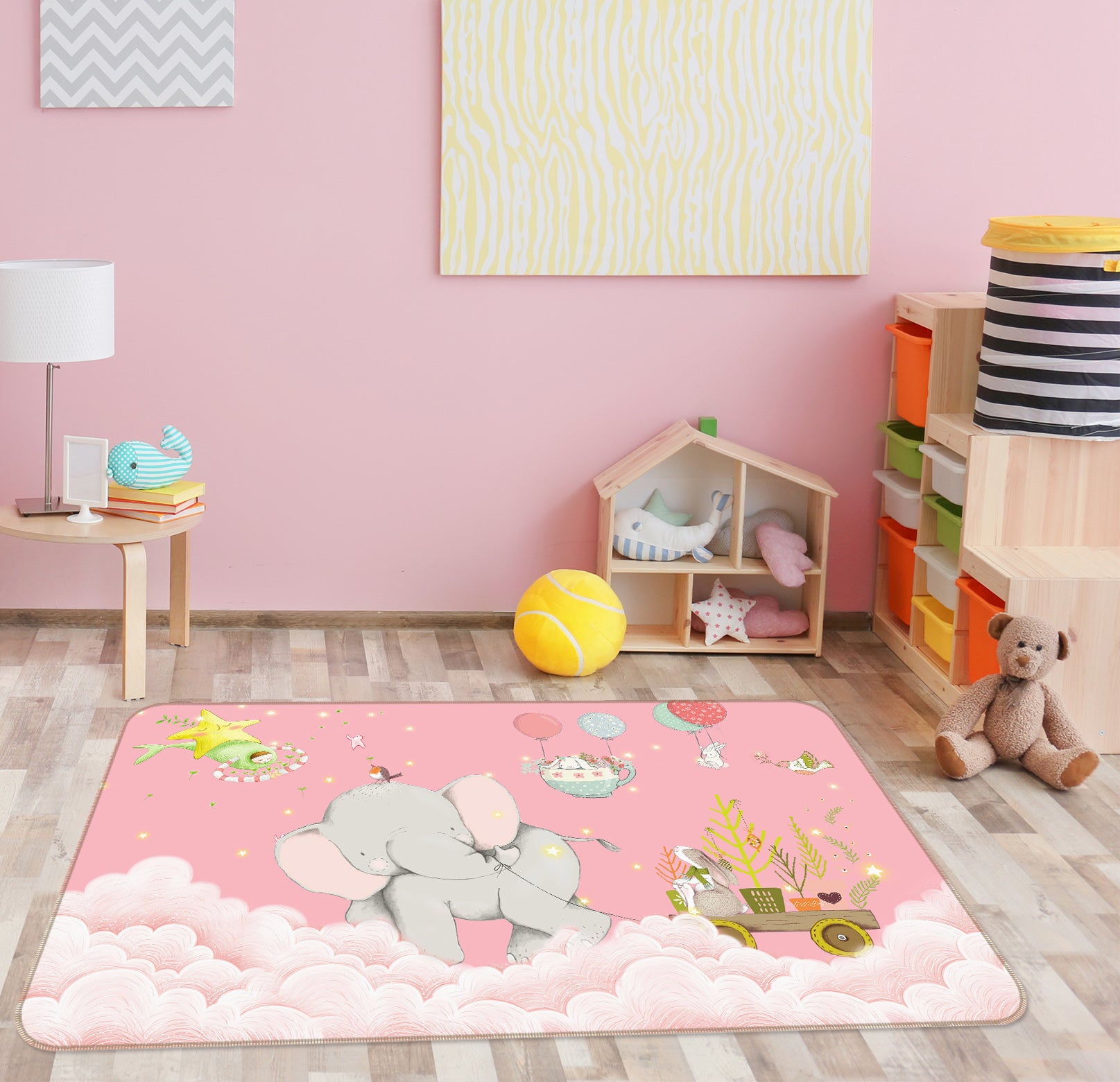 3D Elephant Cloud 34018 Non Slip Rug Mat