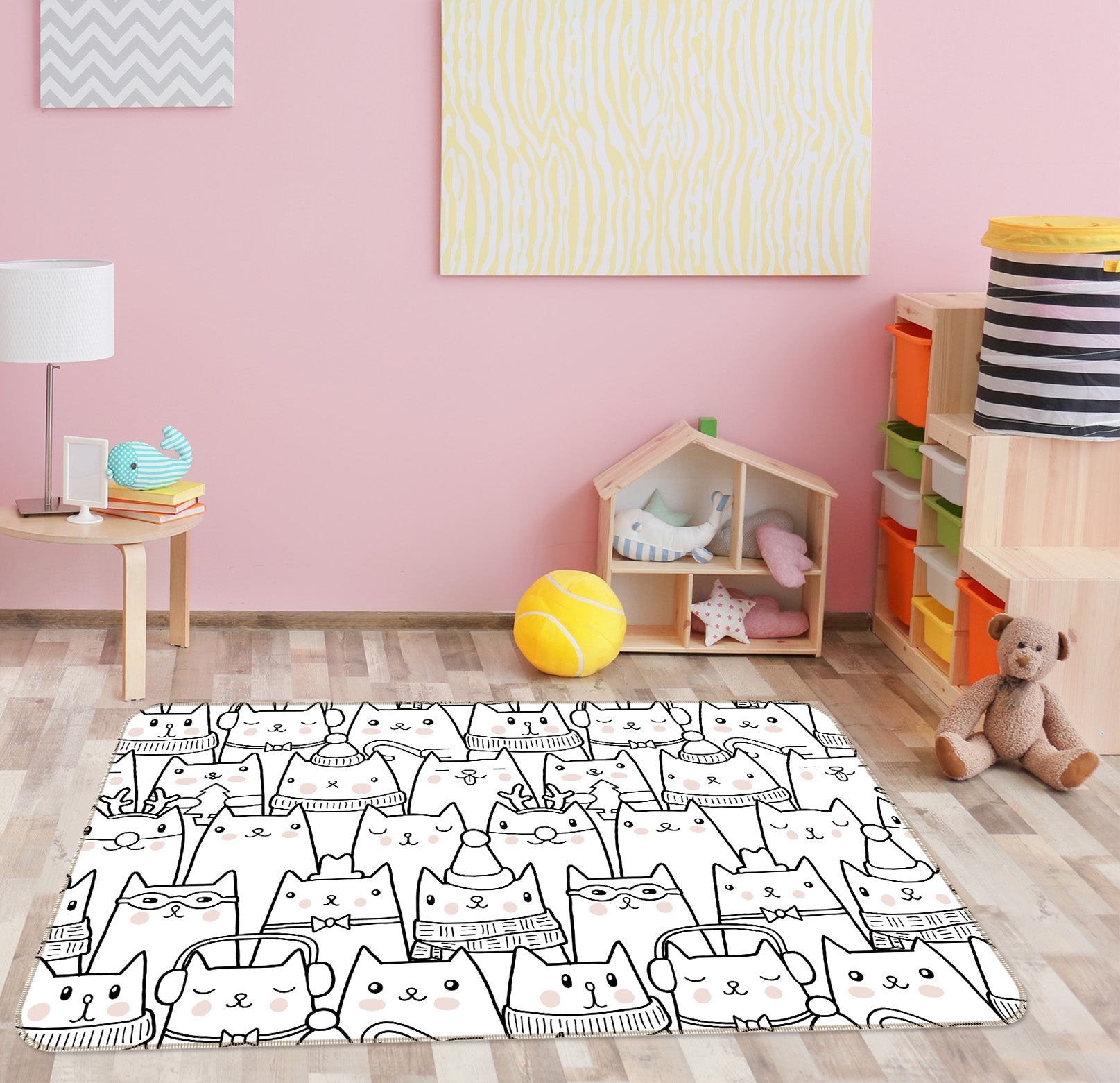 3D Cat Pattern 35039 Non Slip Rug Mat