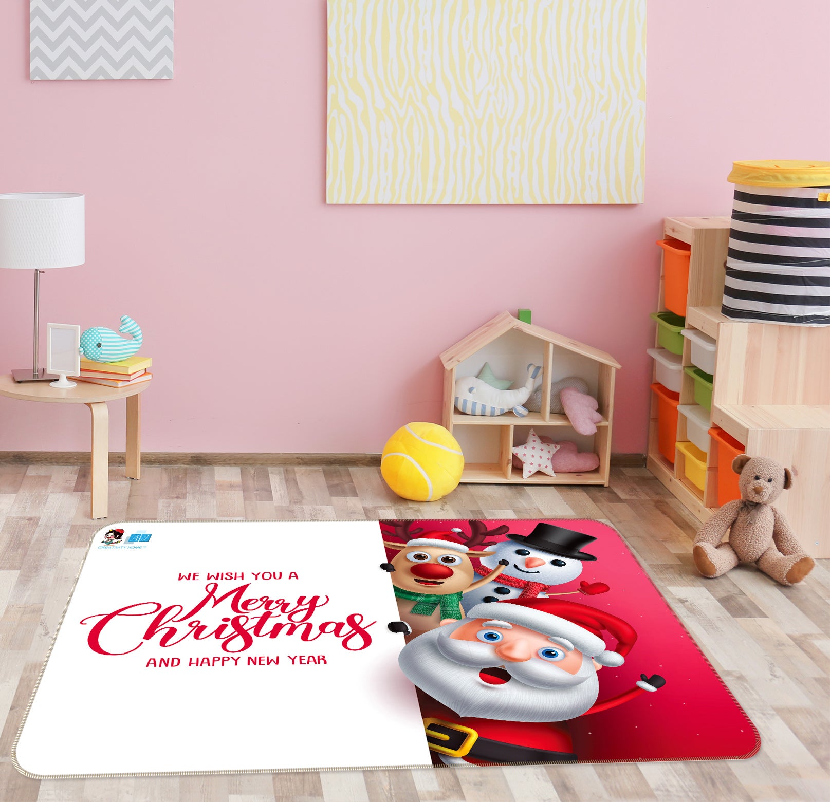 3D Santa Claus Deer 54257 Christmas Non Slip Rug Mat Xmas