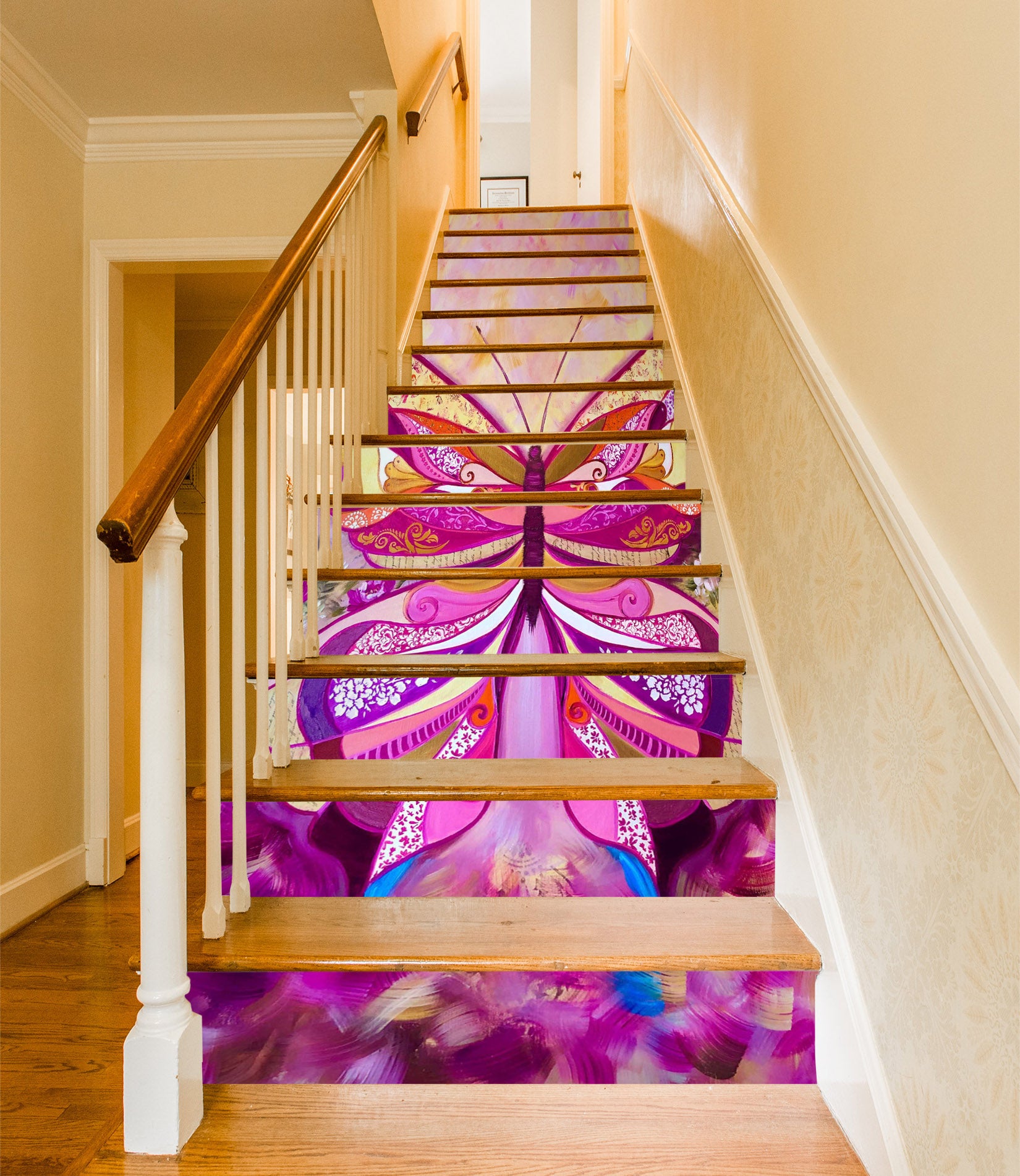 3D Pink Butterfly Petals 2192 Skromova Marina Stair Risers