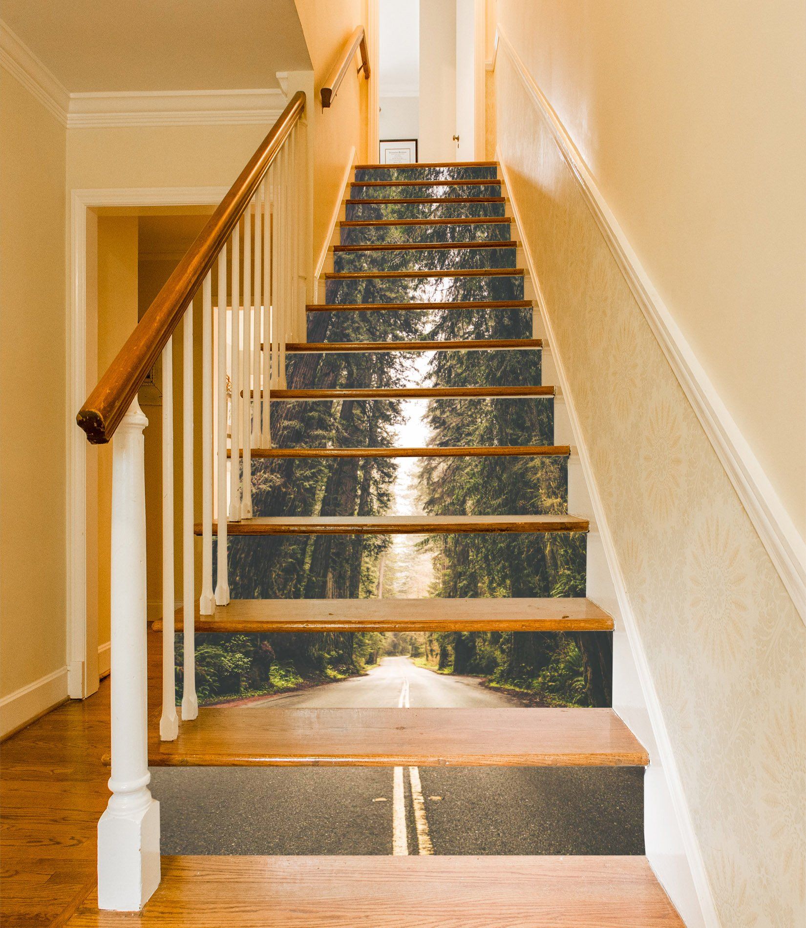 3D Forest Road 1429 Stair Risers Wallpaper AJ Wallpaper 