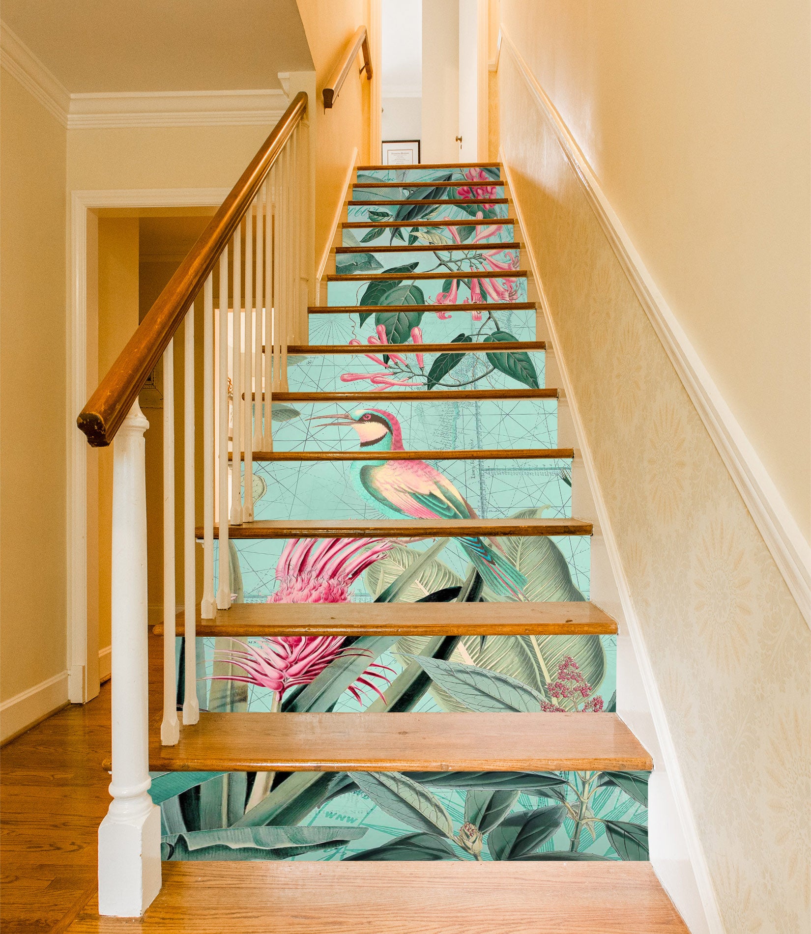 3D Colorful Bird Leaves 104119 Andrea Haase Stair Risers