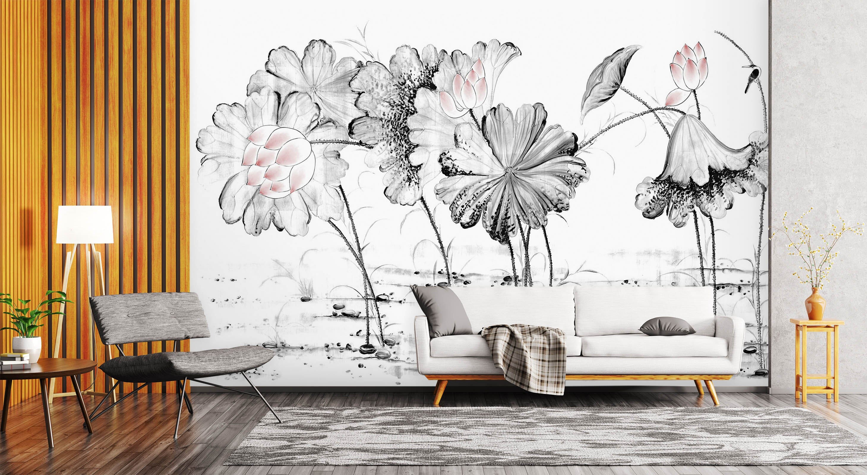 3D Sketch Lotus 1587 Wall Murals Wallpaper AJ Wallpaper 2 