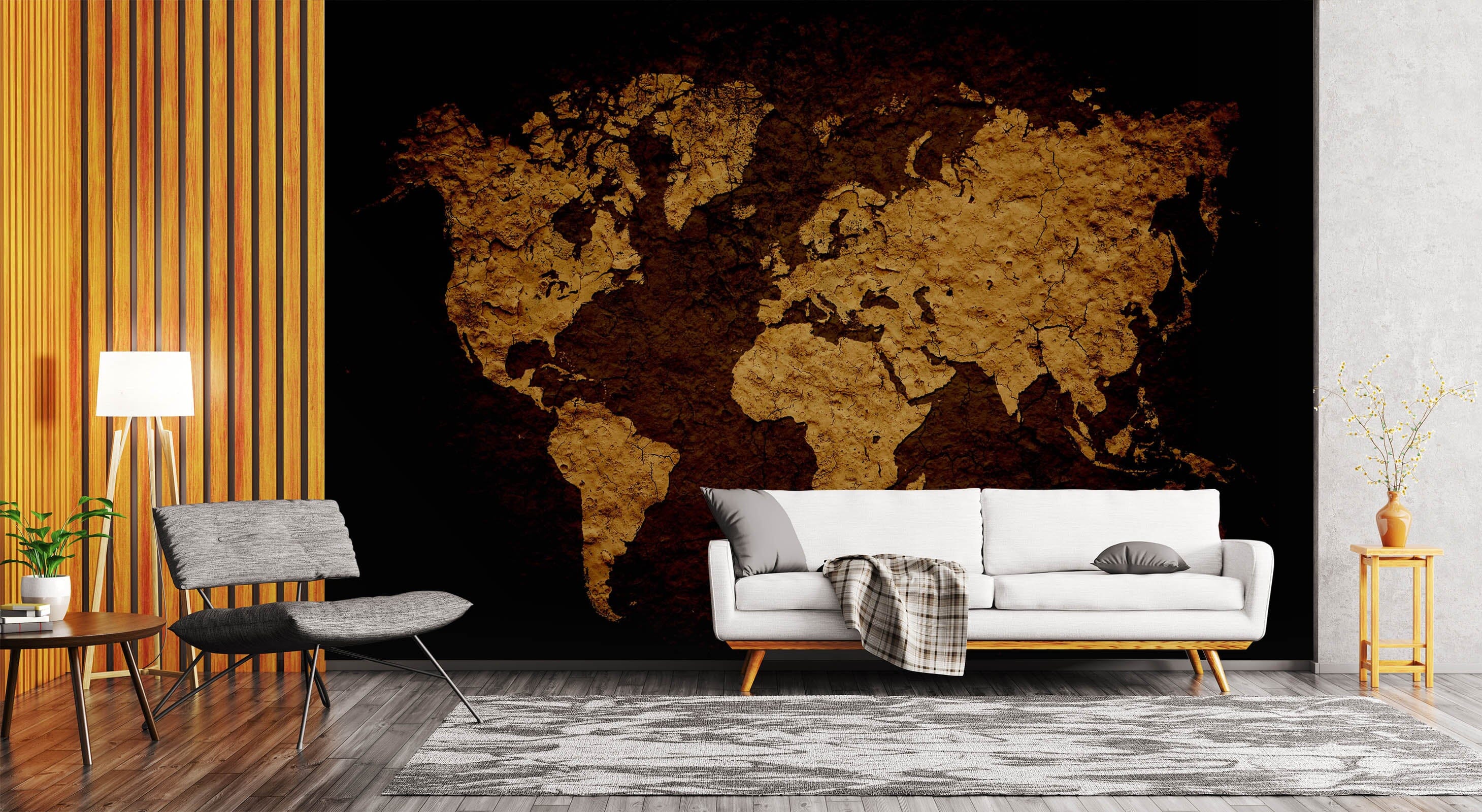 3D Gold Pattern 2047 World Map Wall Murals Wallpaper AJ Wallpaper 2 
