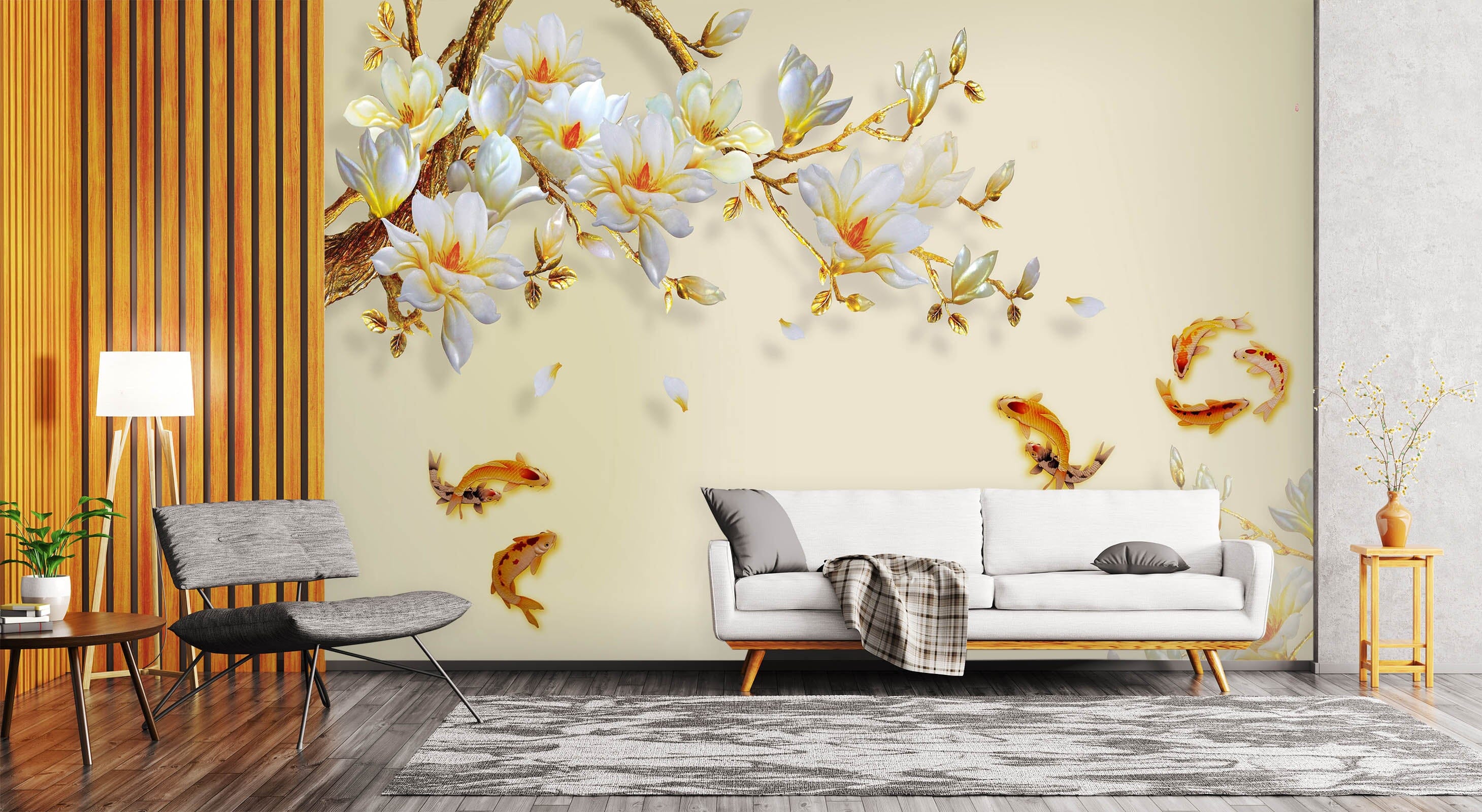 3D Flower Fish 1603 Wall Murals Wallpaper AJ Wallpaper 2 