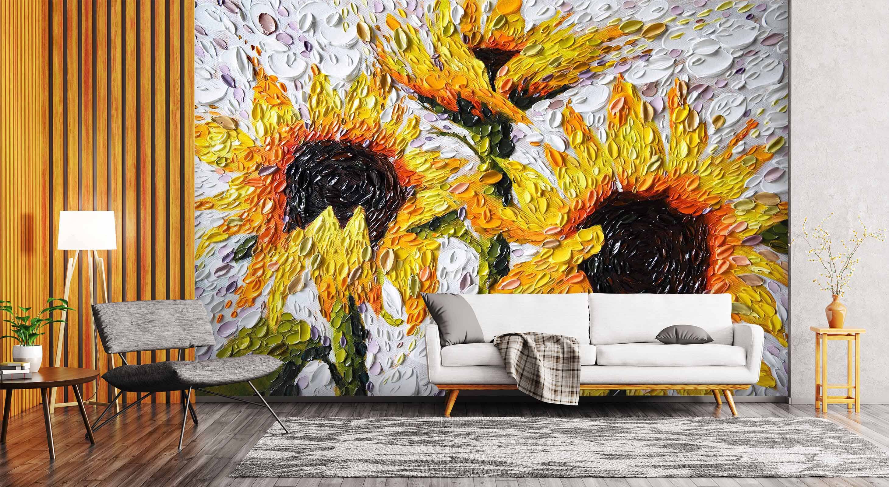 3D Sunflower 1404 Dena Tollefson Wall Mural Wall Murals Wallpaper AJ Wallpaper 2 