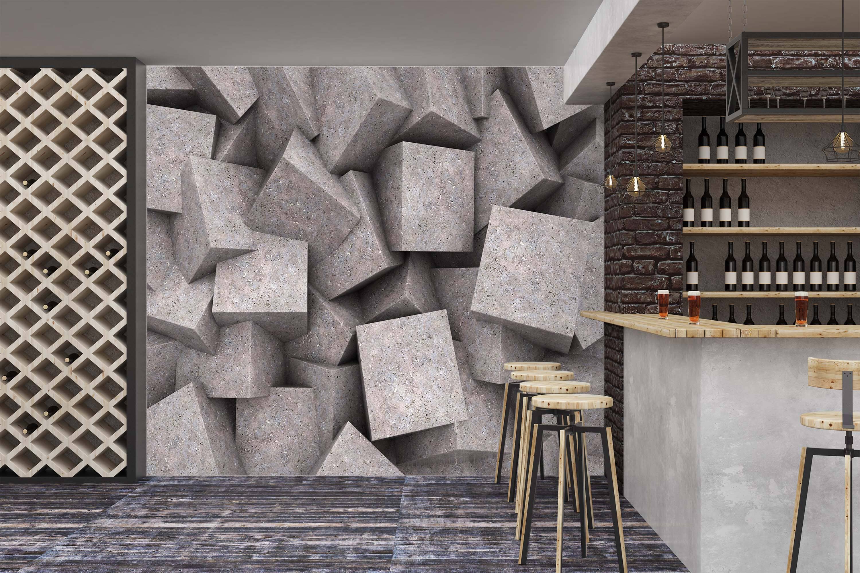 3D Gray Square 1512 Wall Murals Wallpaper AJ Wallpaper 2 