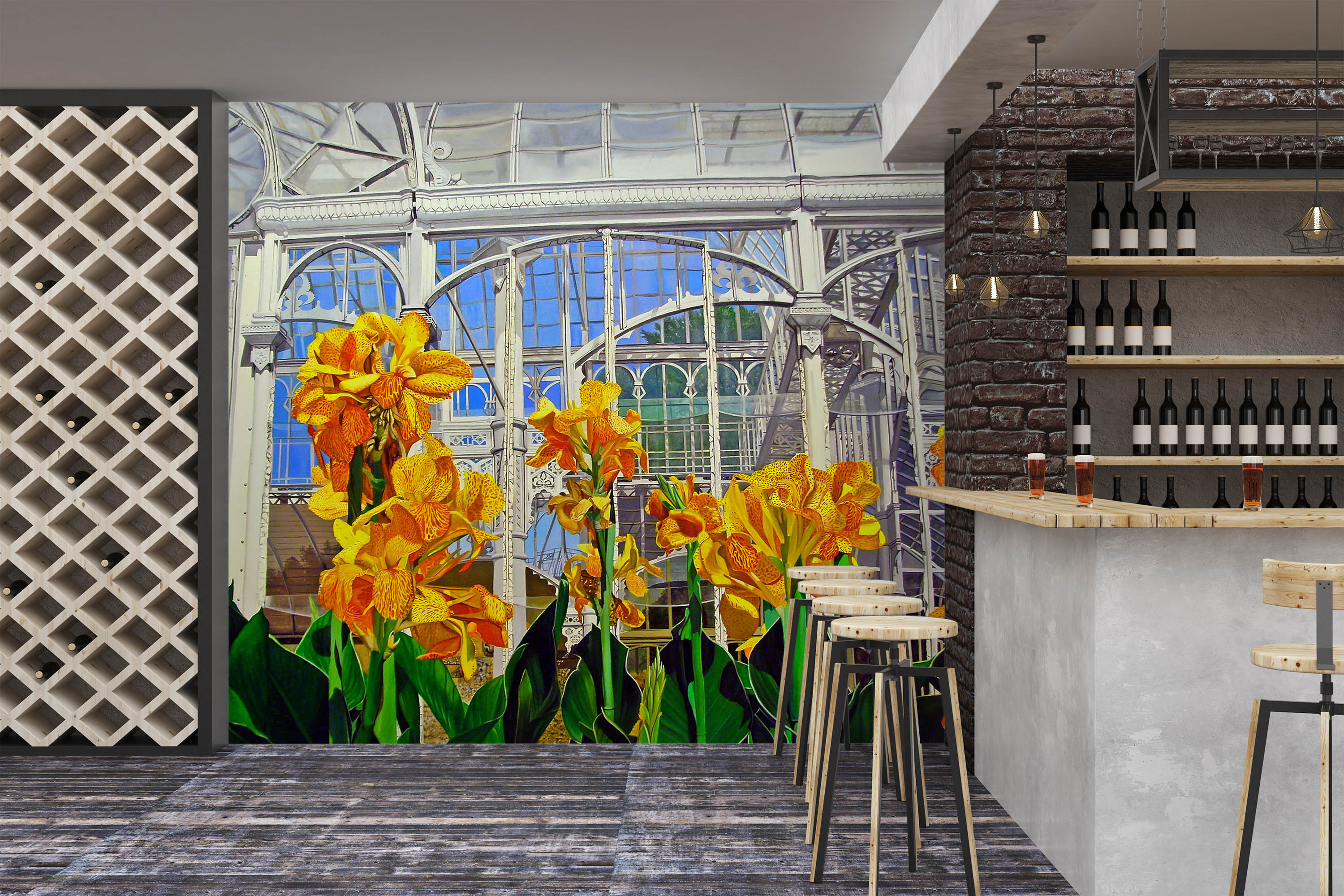 3D Yellow Flower Bush 11112 Matthew Holden Bates Wall Mural Wall Murals