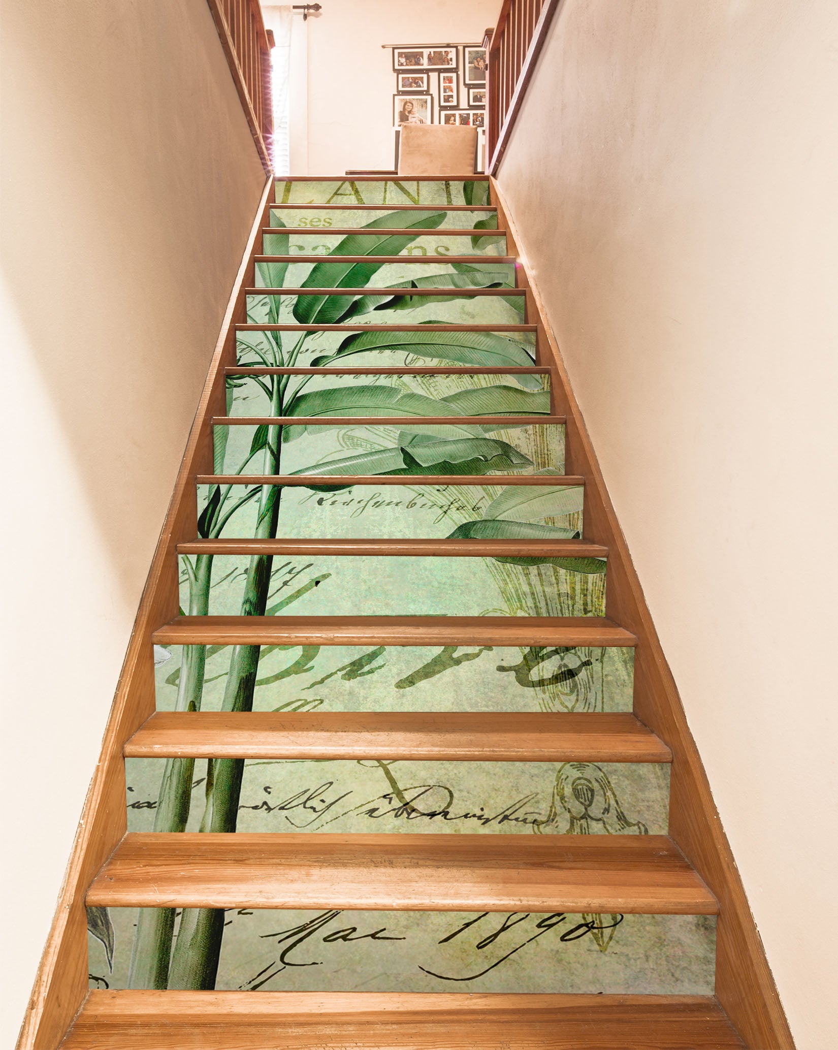 3D Green Leaves Branch 11016 Andrea Haase Stair Risers