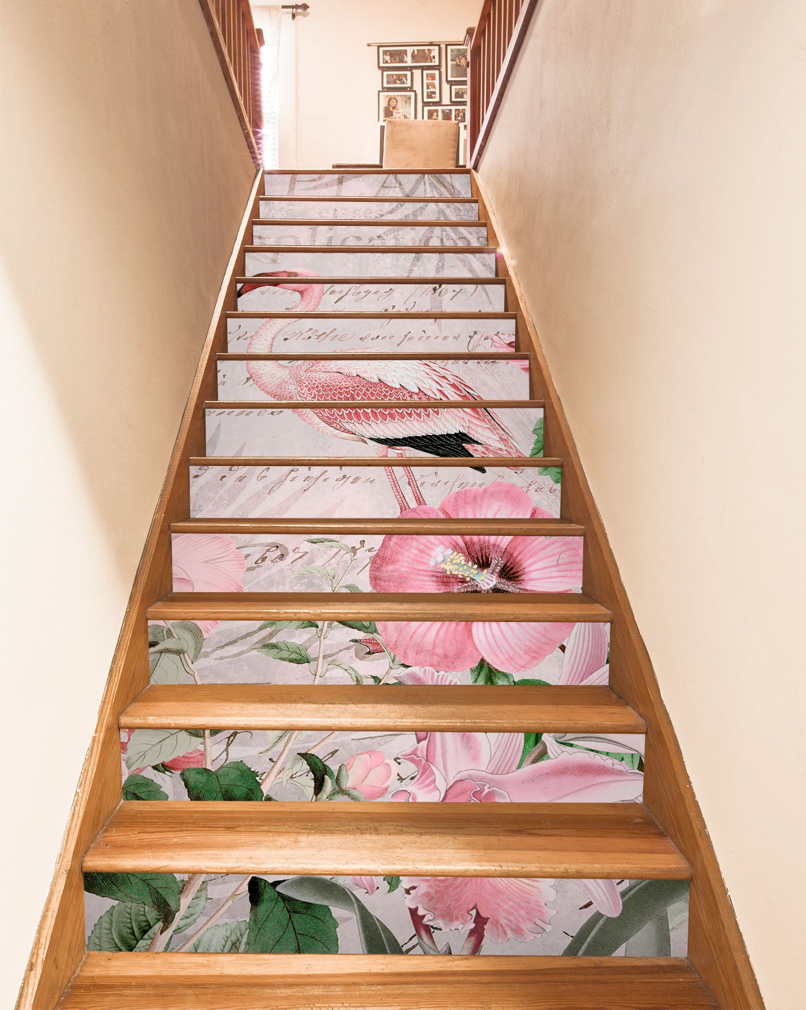 3D Pink Flamingo Flower 109199 Andrea Haase Stair Risers