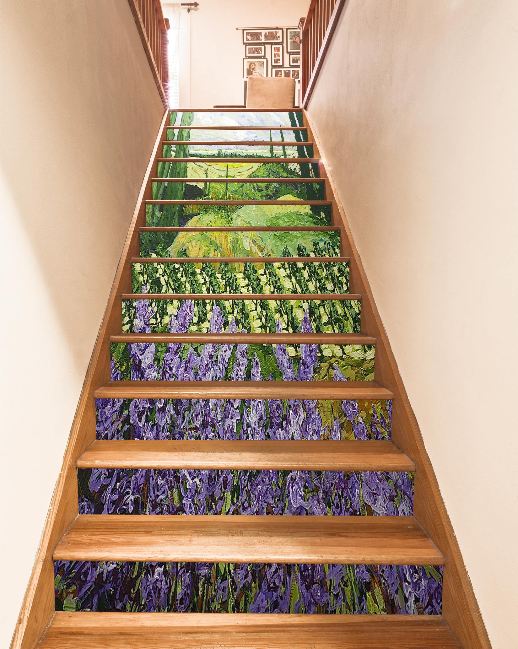 3D Purple Flowers Green Field 89152 Allan P. Friedlander Stair Risers