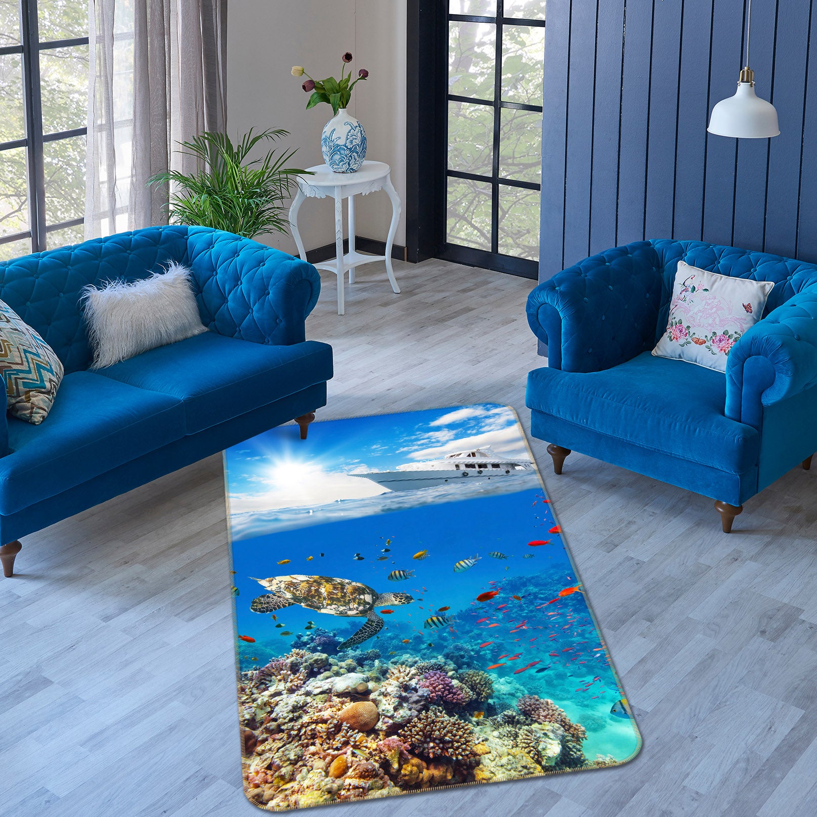 3D Coral Turtle 171 Animal Non Slip Rug Mat