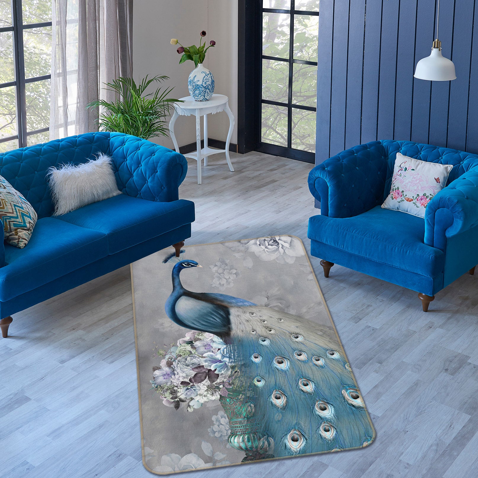 3D Peacock 34097 Non Slip Rug Mat