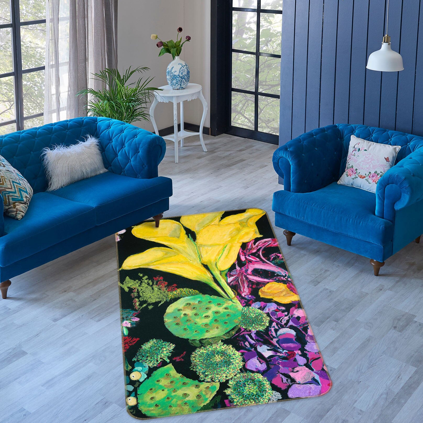 3D Yellow Flowers 3043 Allan P. Friedlander Rug Non Slip Rug Mat Mat AJ Creativity Home 