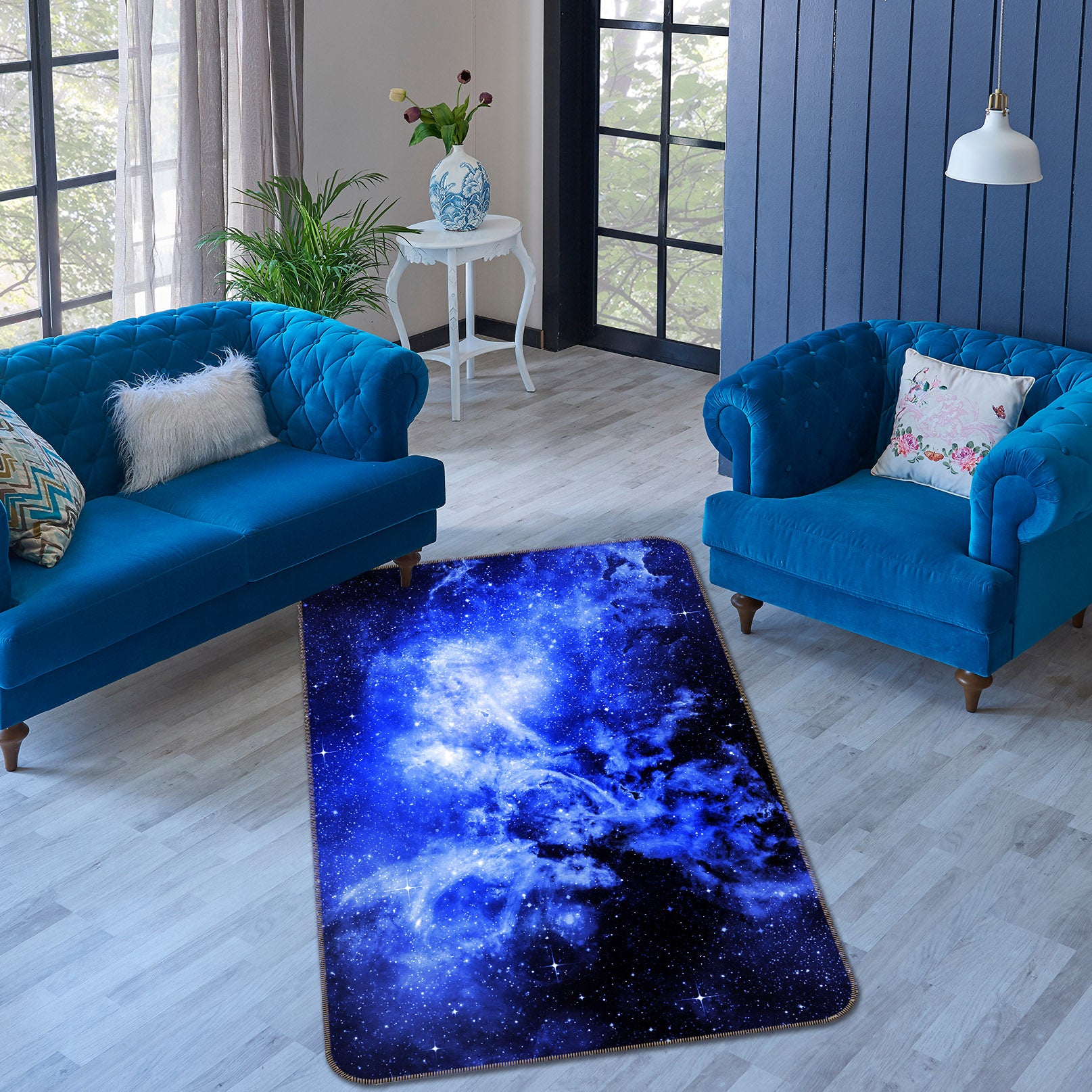 3D Blue Starry Sky 26032 Non Slip Rug Mat