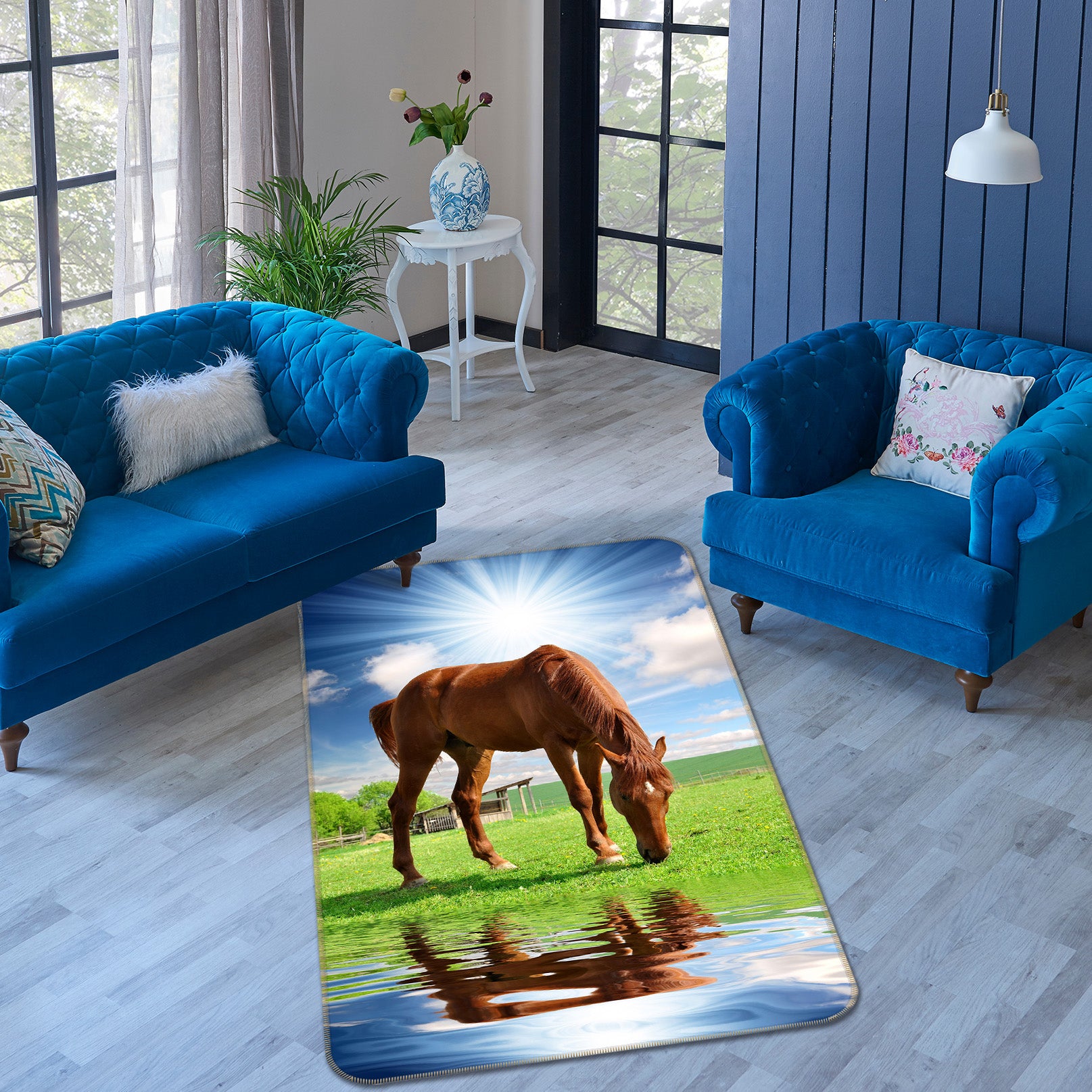 3D Sunshine Horse 162 Animal Non Slip Rug Mat
