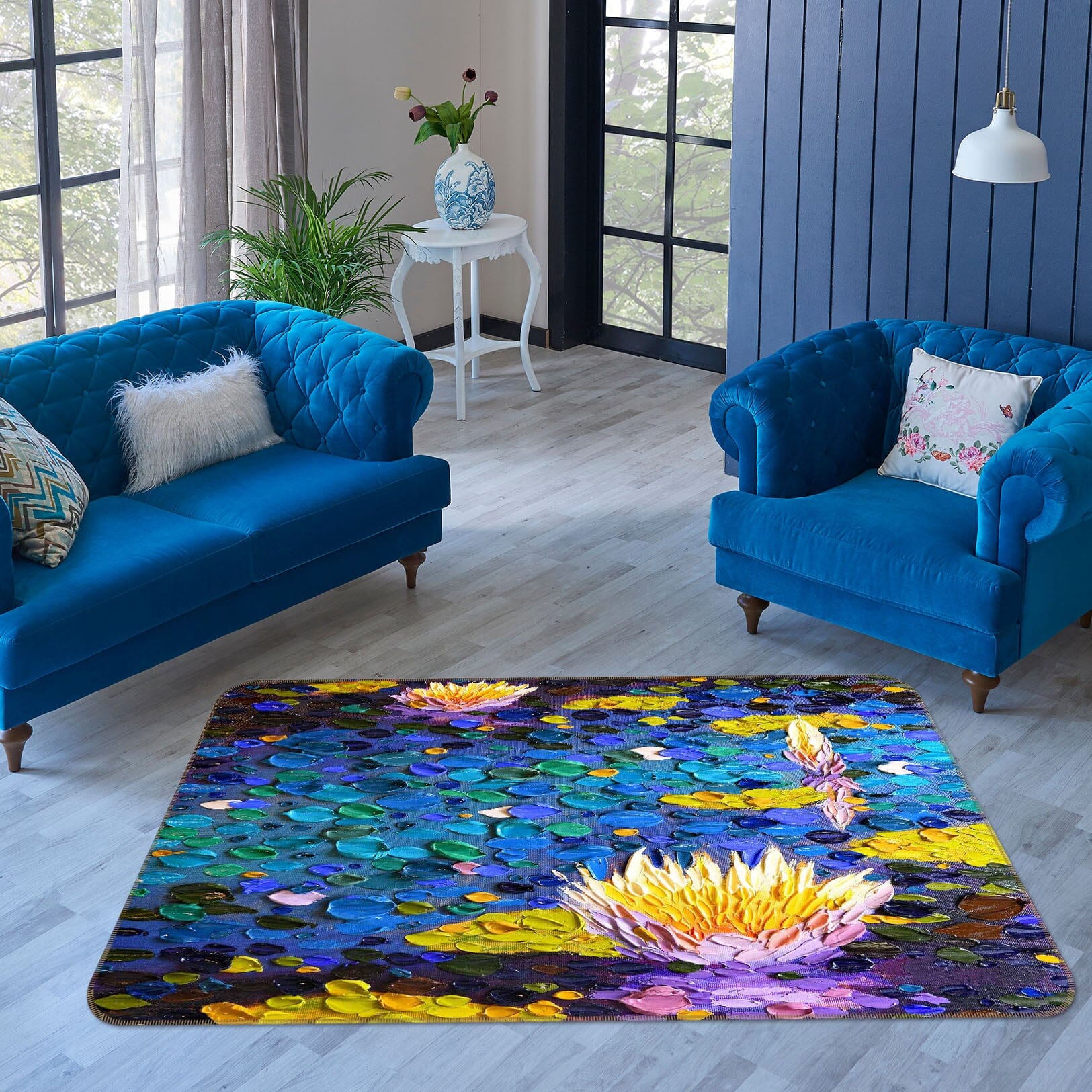 3D Lotus Light 1016 Dena Tollefson Rug Non Slip Rug Mat Mat AJ Creativity Home 