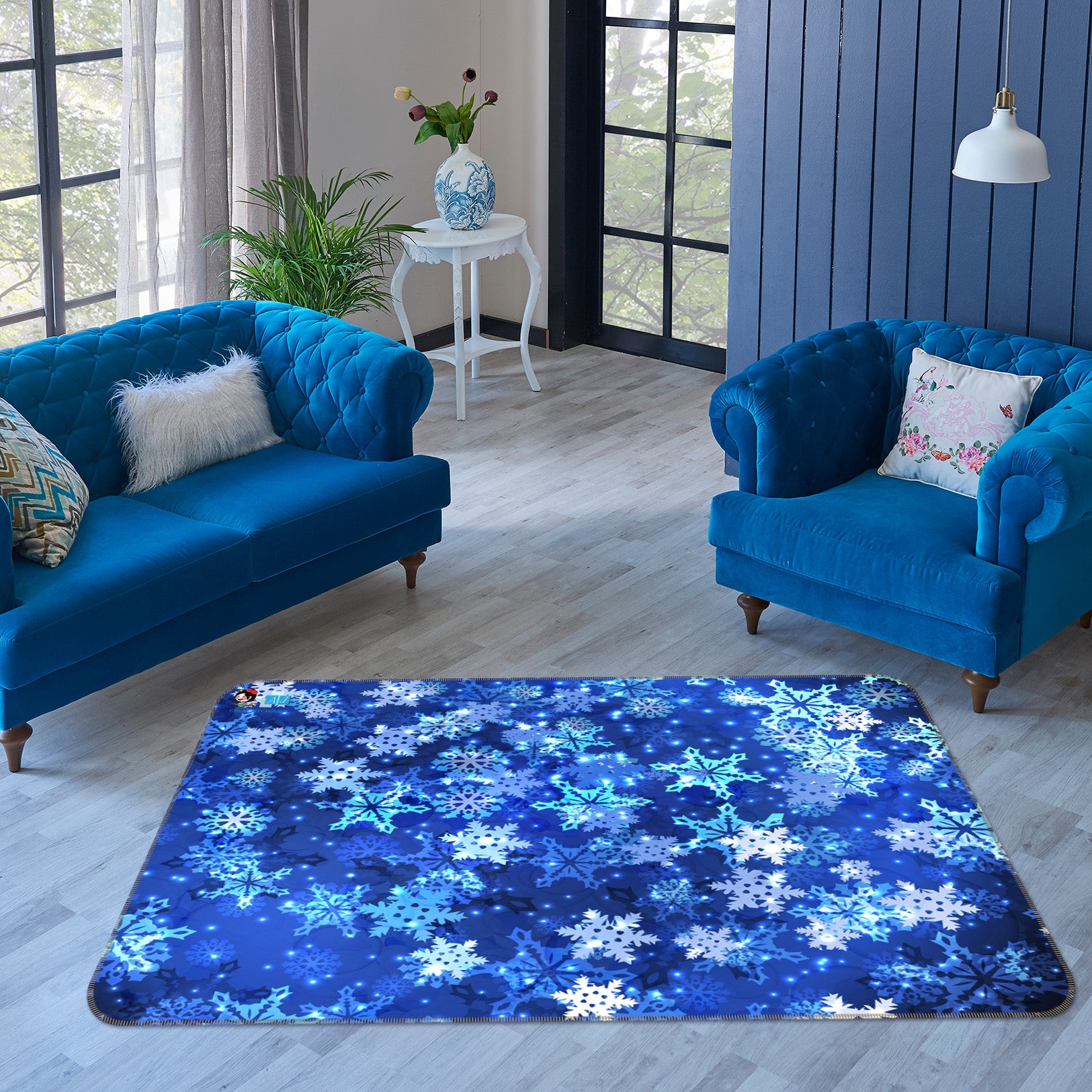 3D Snowflake 55080 Christmas Non Slip Rug Mat Xmas