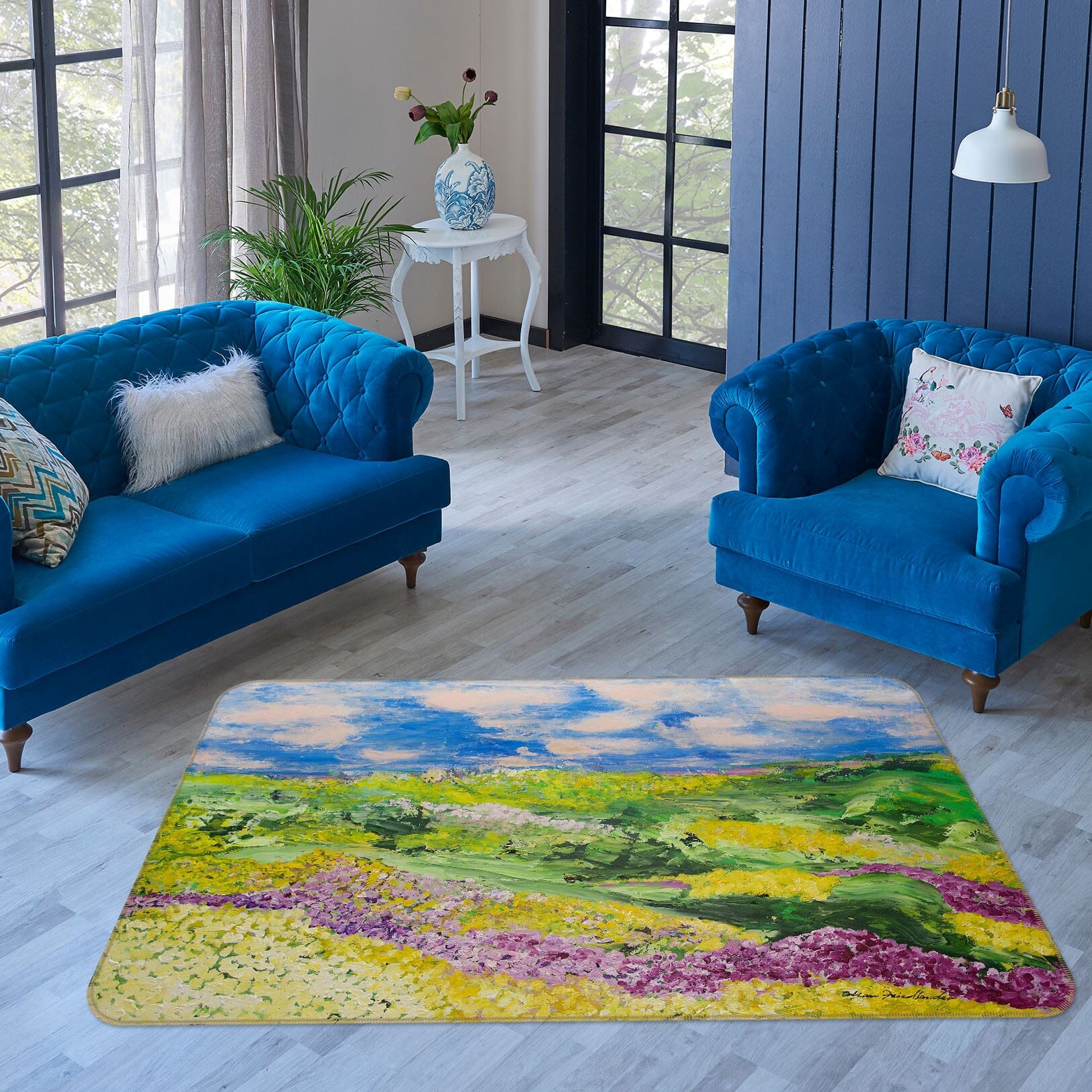 3D Flower Meadow 1102 Allan P. Friedlander Rug Non Slip Rug Mat Mat AJ Creativity Home 