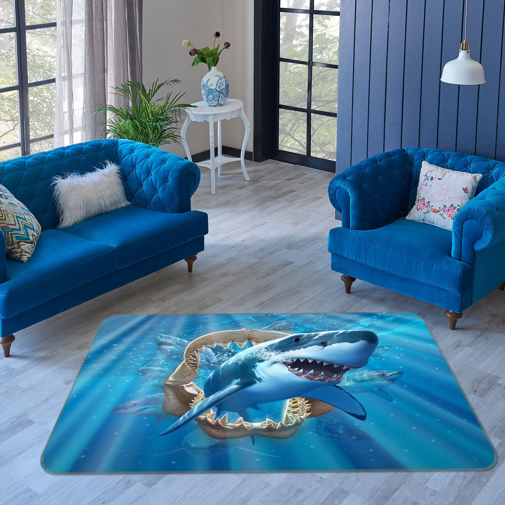 3D Great White Shark 1059 Jerry LoFaro Rug Non Slip Rug Mat Mat AJ Creativity Home 