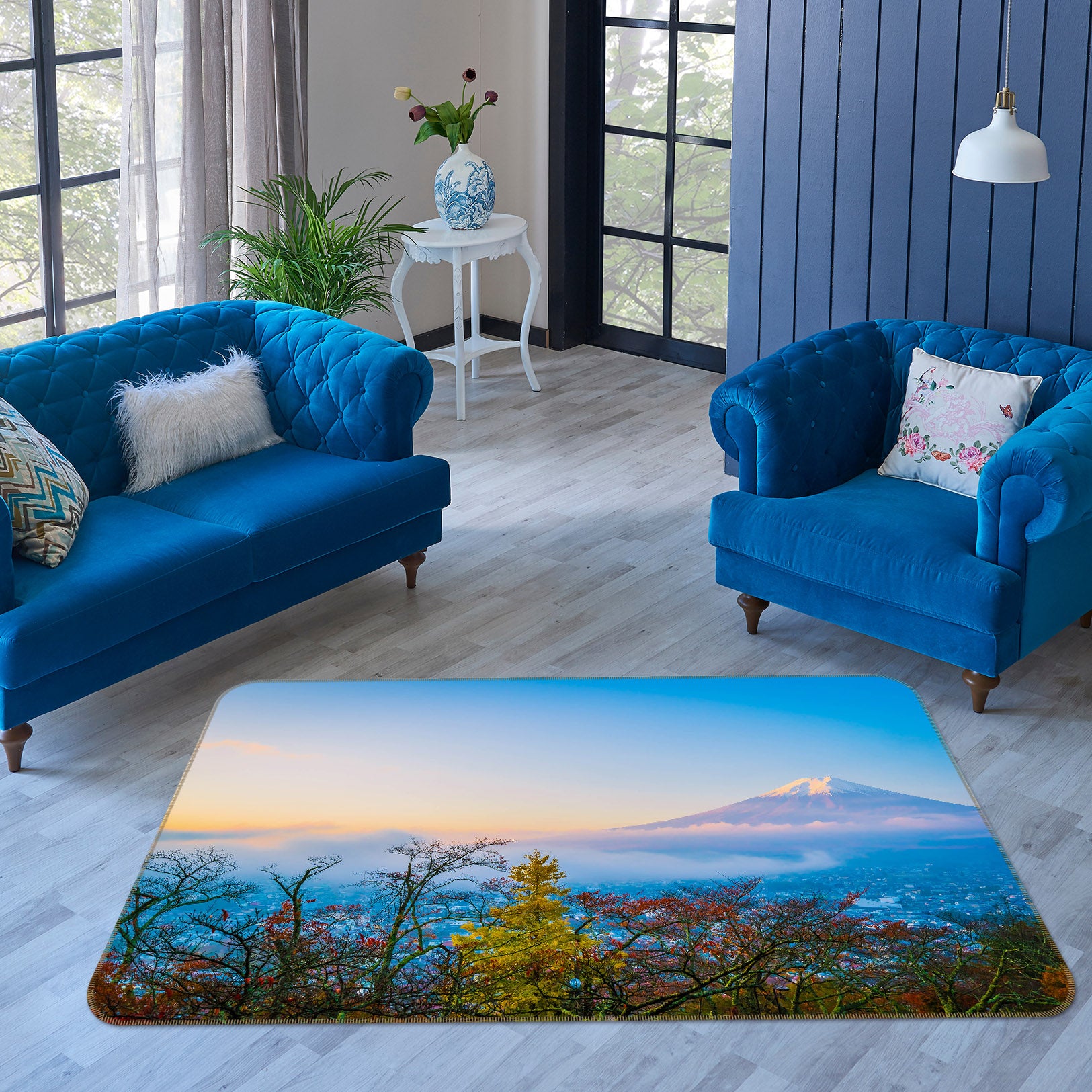 3D Snow Mountain Forest 31089 Non Slip Rug Mat