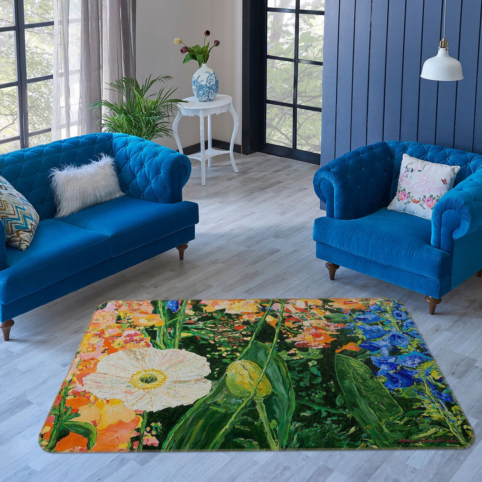 3D Colored Flowers 1033 Allan P. Friedlander Rug Non Slip Rug Mat Mat AJ Creativity Home 