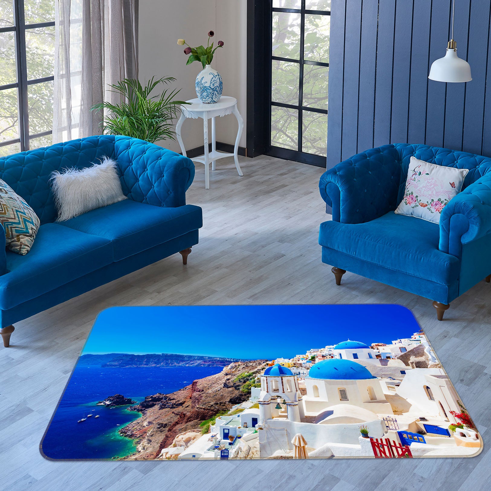 3D Seaside Houses 34108 Non Slip Rug Mat