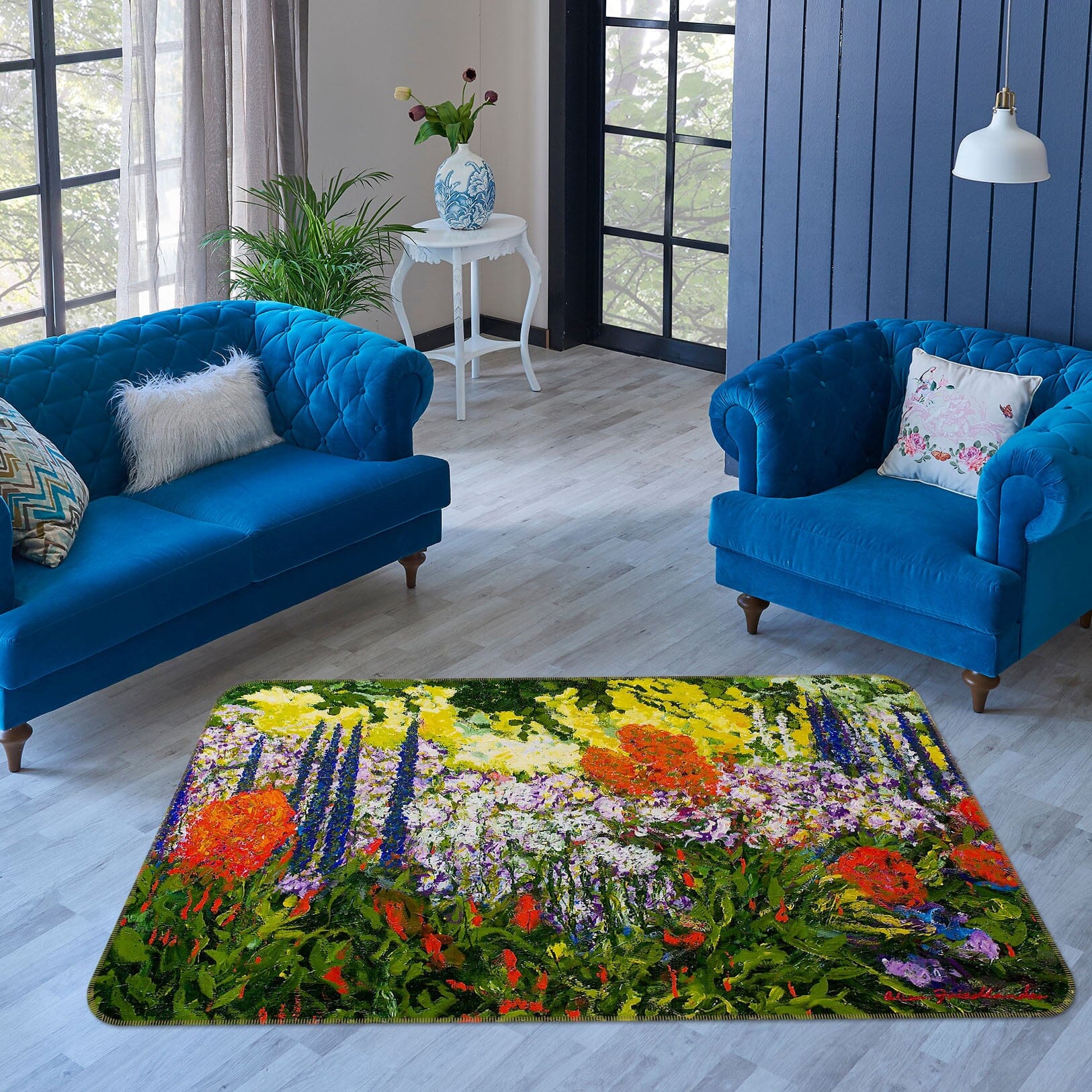 3D Colored Flowers 1043 Allan P. Friedlander Rug Non Slip Rug Mat Mat AJ Creativity Home 