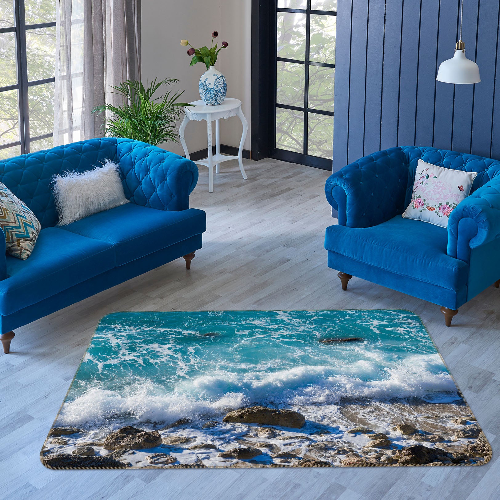 3D Sea Waves 26113 Non Slip Rug Mat