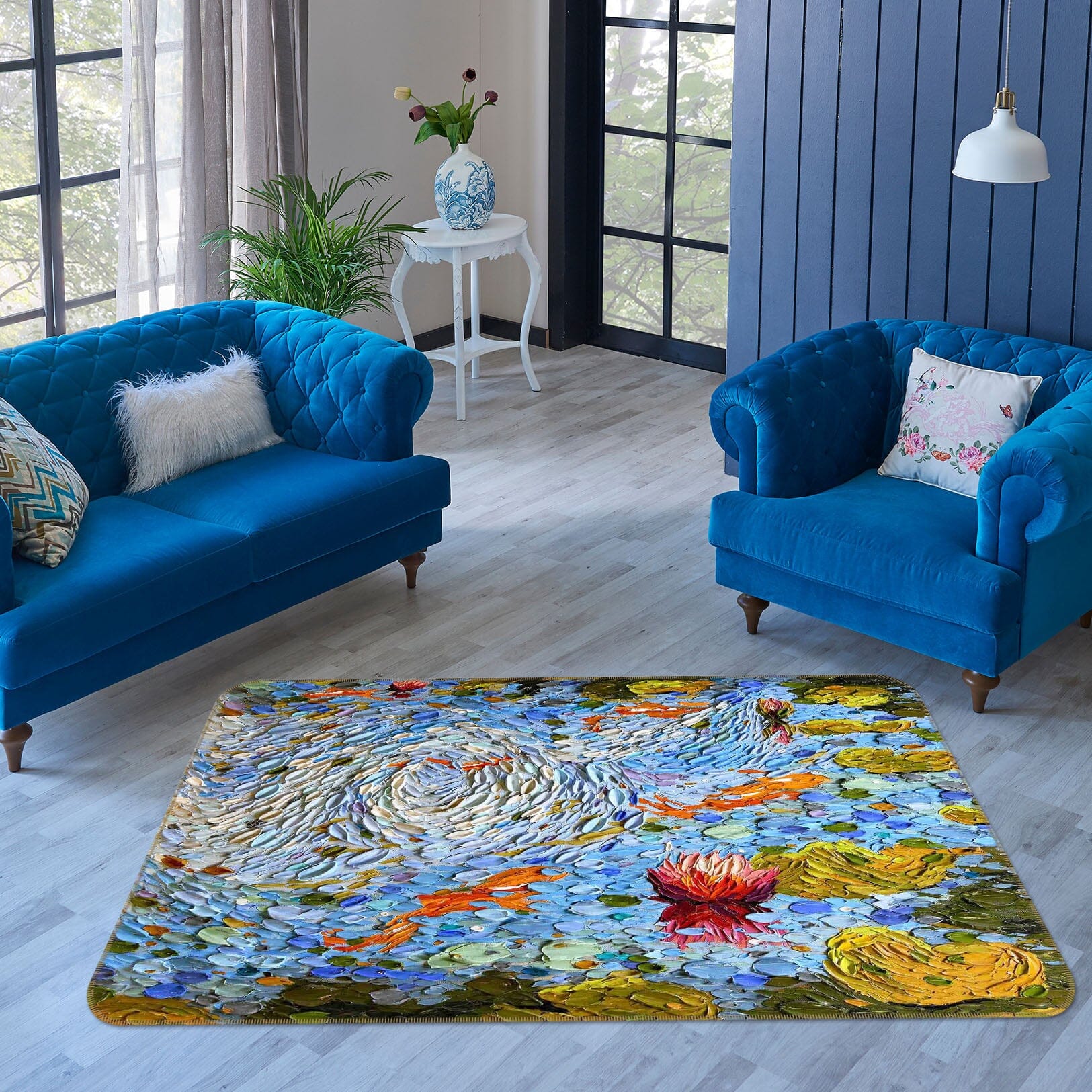 3D Lotus Fish 1009 Dena Tollefson Rug Non Slip Rug Mat Mat AJ Creativity Home 