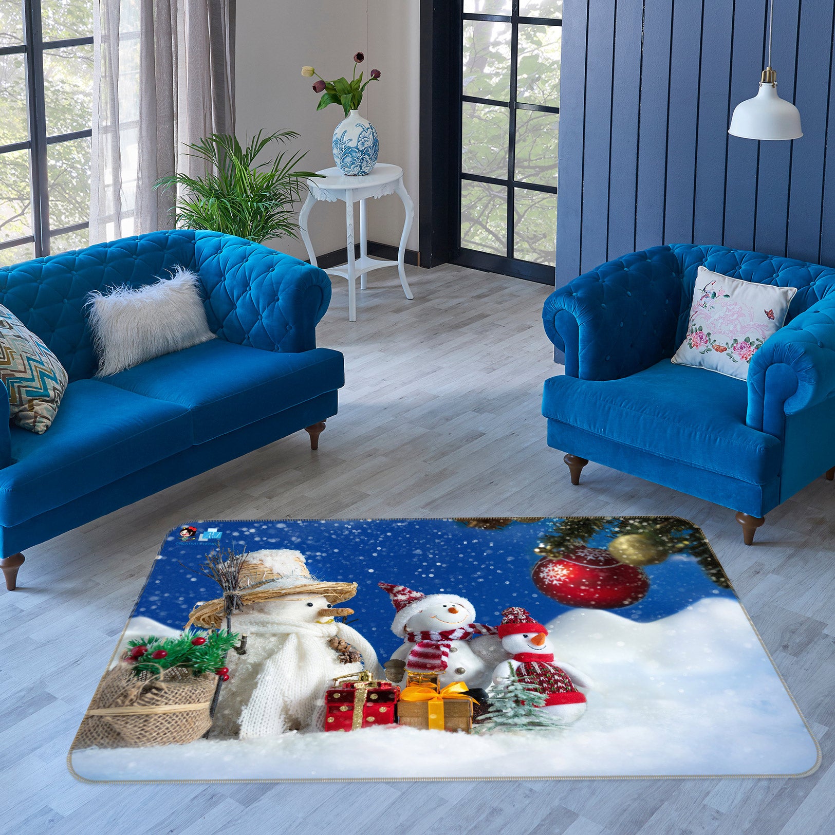 3D Snowman 55021 Christmas Non Slip Rug Mat Xmas