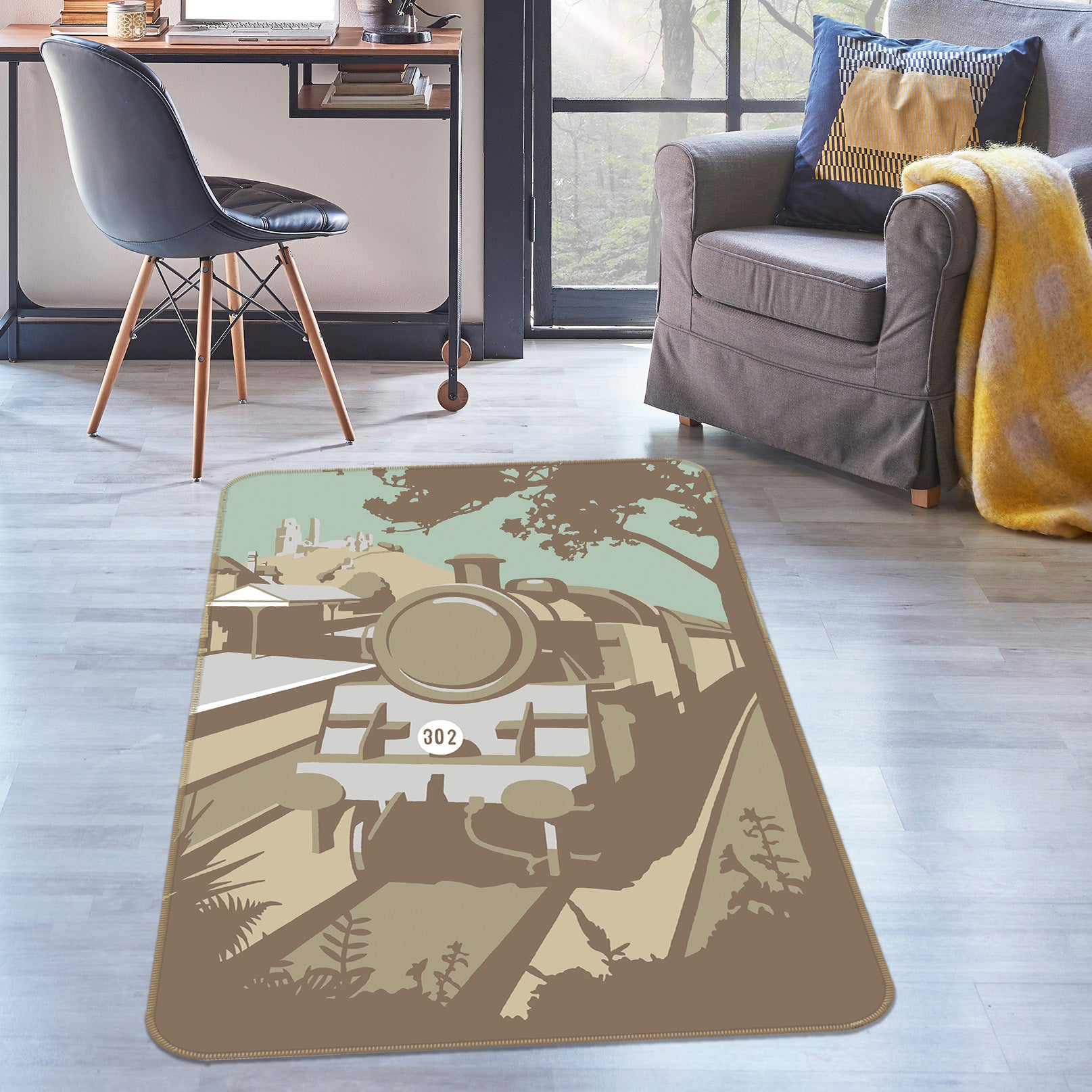 3D Swanage Railway 84294 Steve Read Rug Non Slip Rug Mat