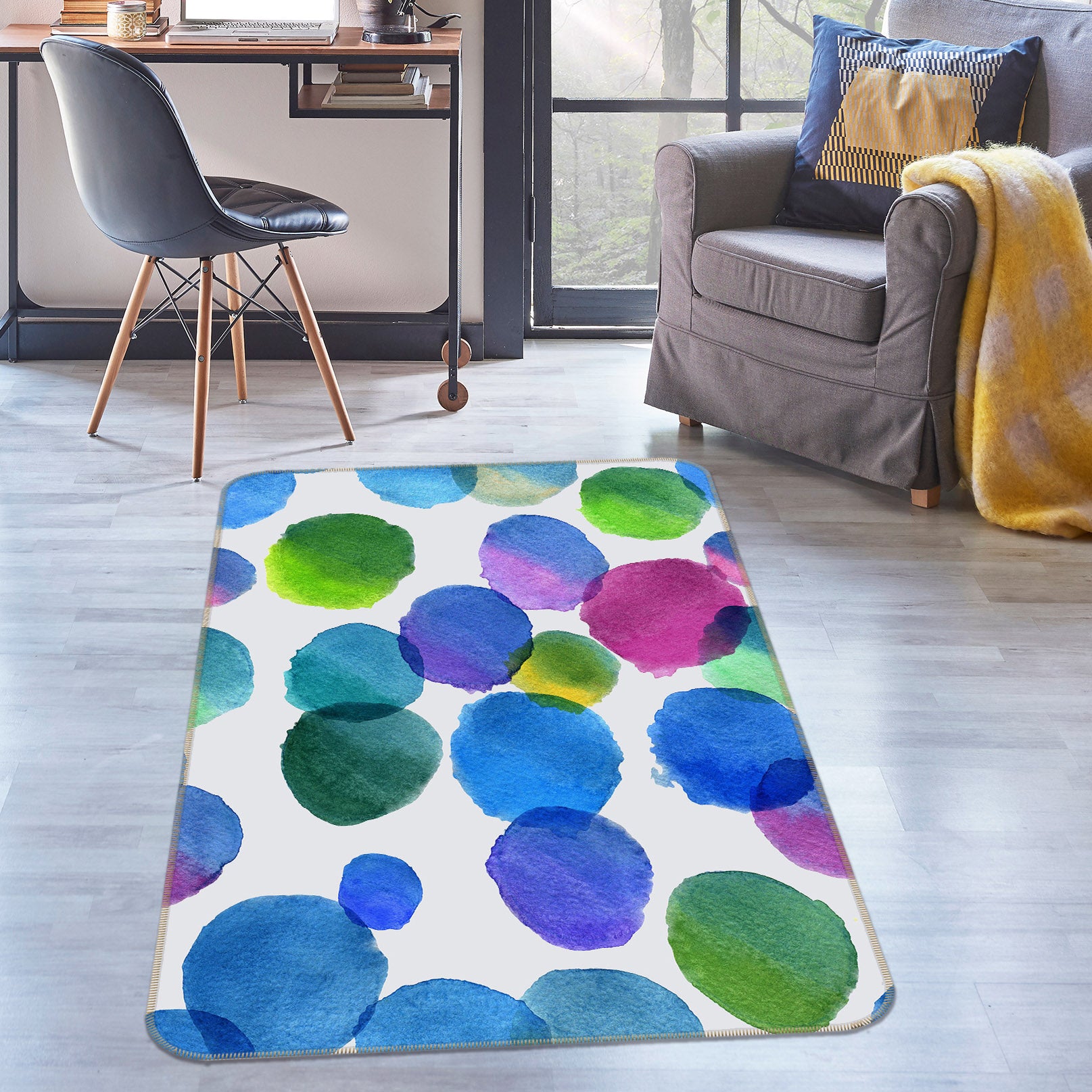 3D Circle Pattern 34184 Non Slip Rug Mat
