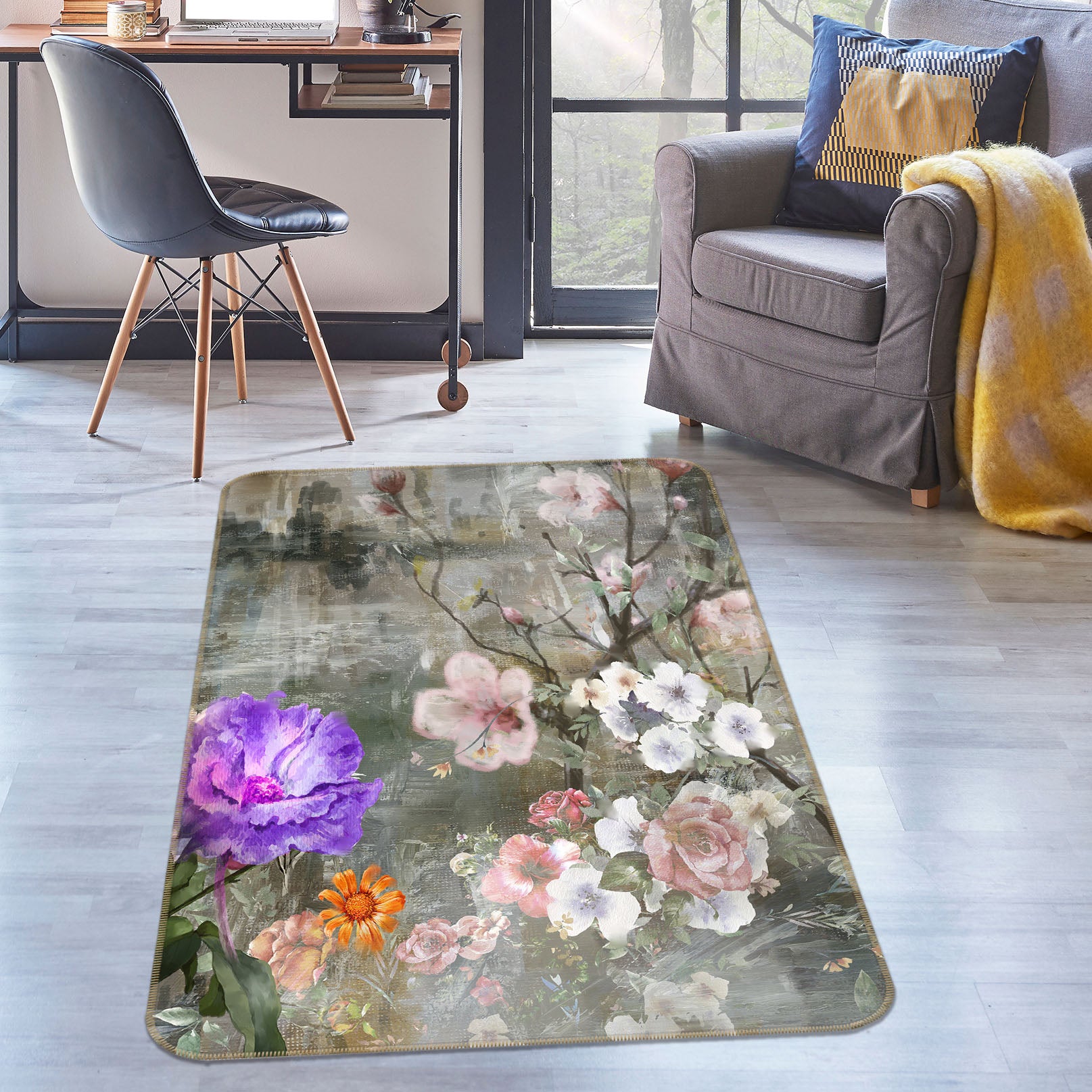 3D Flowers 30230 Non Slip Rug Mat