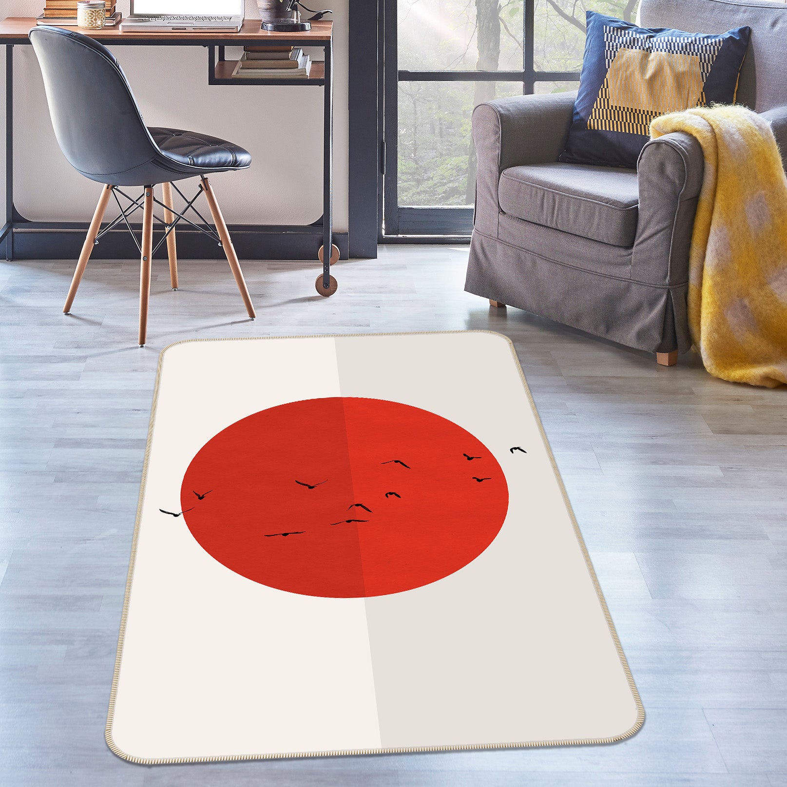 3D Red Sun 84150 Boris Draschoff Rug Non Slip Rug Mat