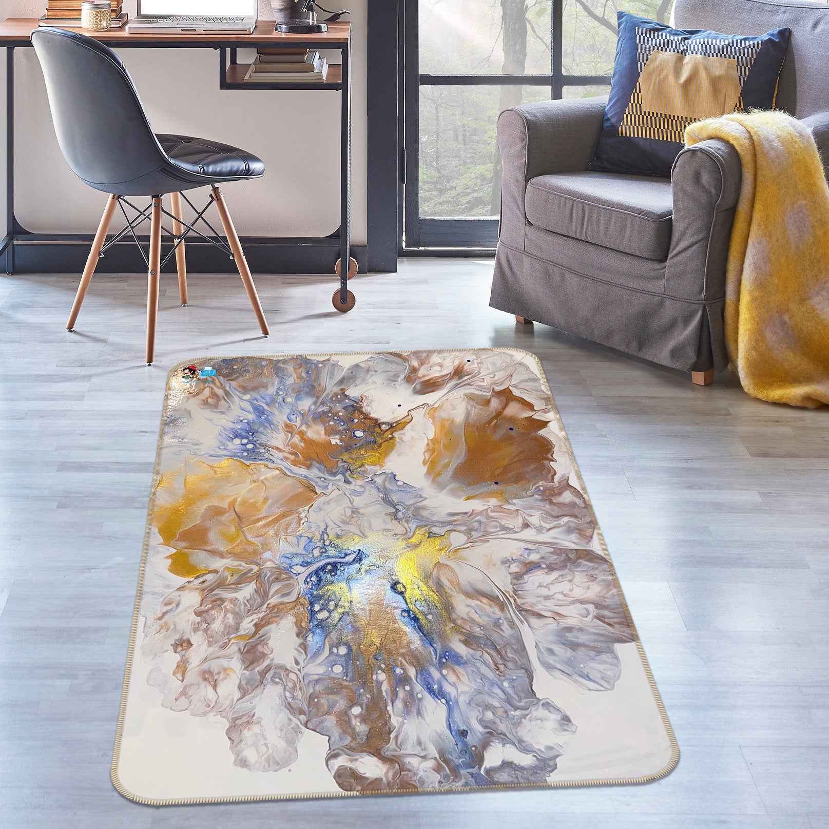 3D Golden Brown Pattern 40017 Valerie Latrice Rug Non Slip Rug Mat