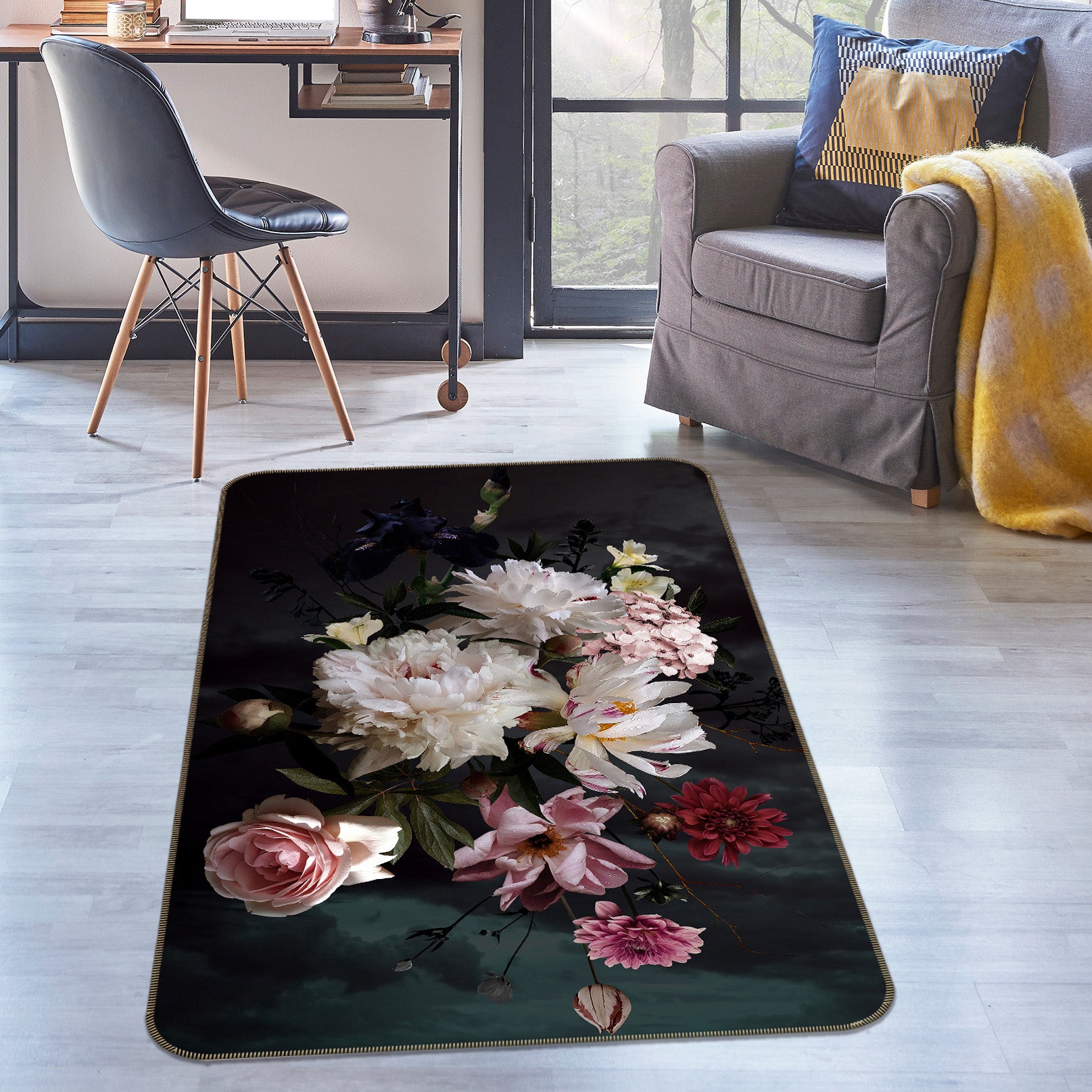 3D Flowers 26089 Non Slip Rug Mat