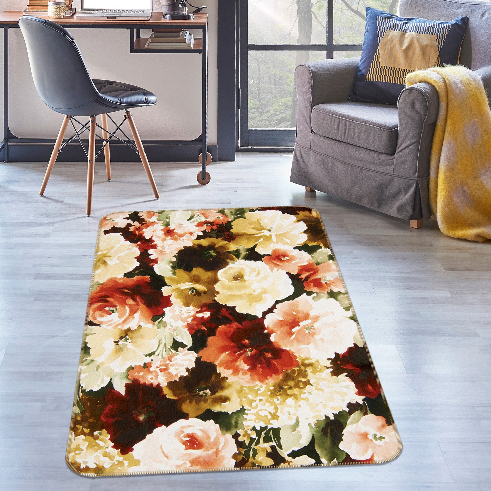 3D Flowers 26036 Non Slip Rug Mat
