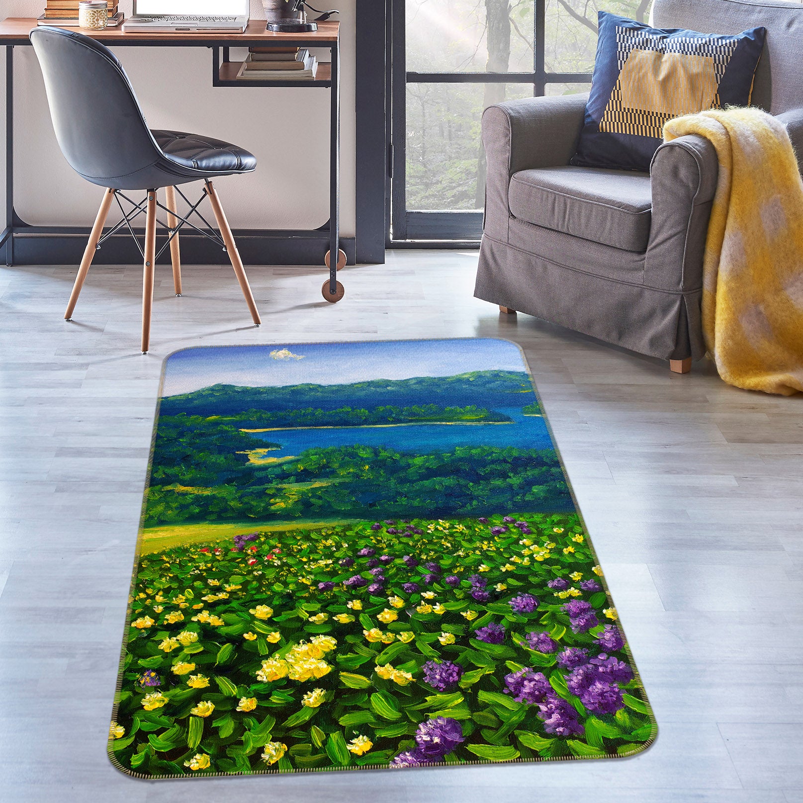 3D Flower Bush 26012 Non Slip Rug Mat