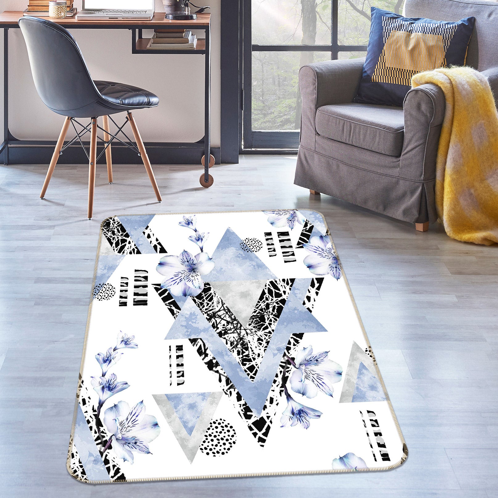 3D Triangle Pattern 37149 Non Slip Rug Mat