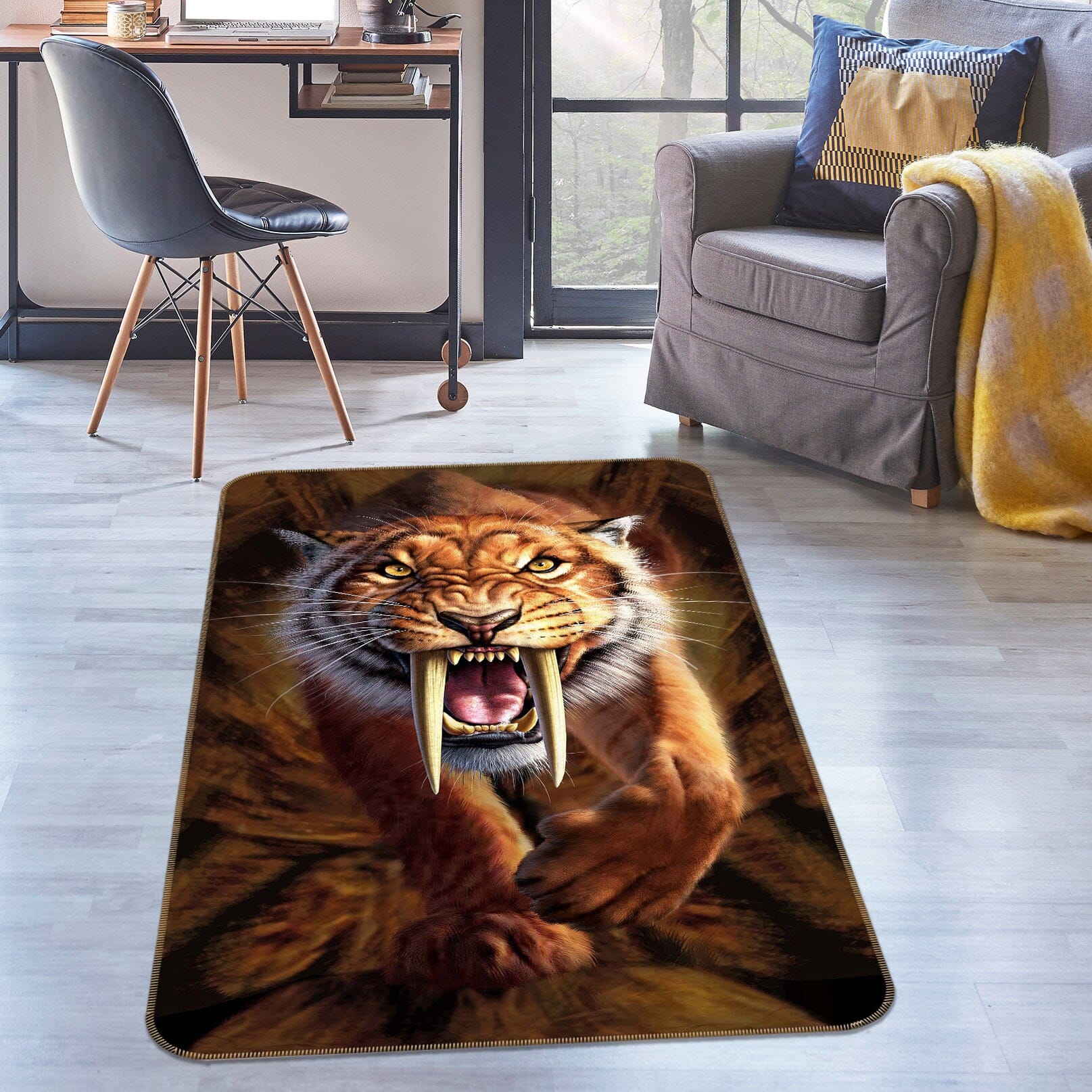 3D Tiger Teeth 1076 Jerry LoFaro Rug Non Slip Rug Mat Mat AJ Creativity Home 