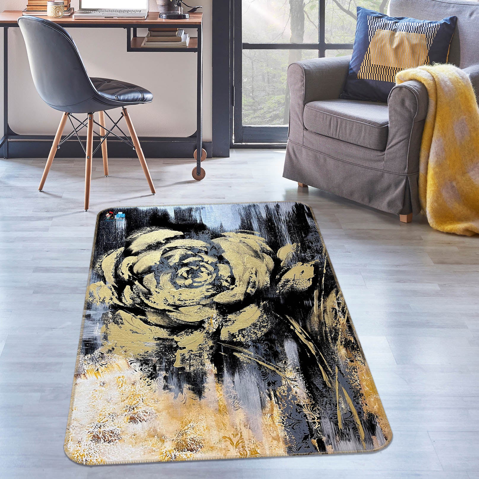3D Vintage Art Rose 4123 Skromova Marina Rug Non Slip Rug Mat