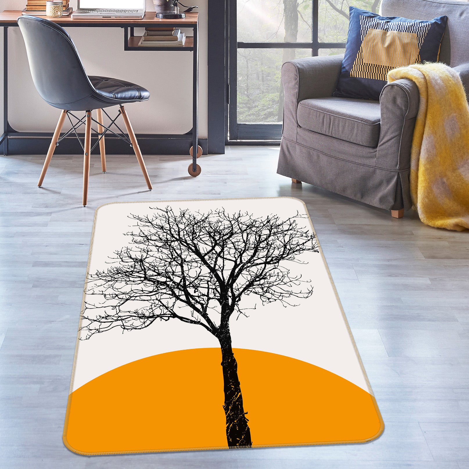 3D Moon Dead Tree 1120 Boris Draschoff Rug Non Slip Rug Mat