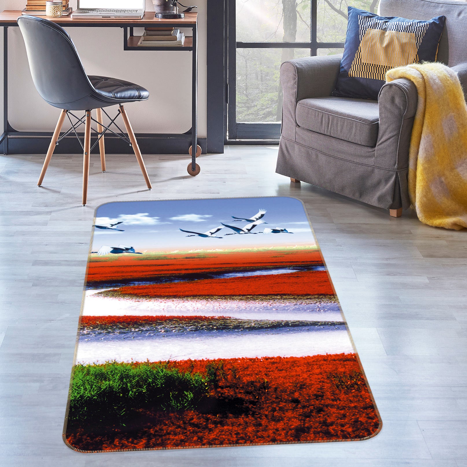 3D River Wild Goose 76053 Non Slip Rug Mat