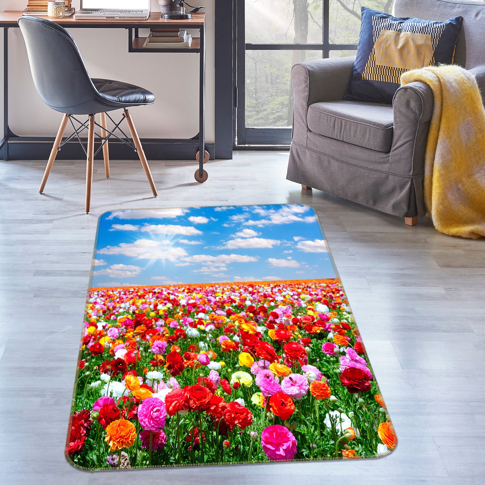 3D Flower Bush 26003 Non Slip Rug Mat