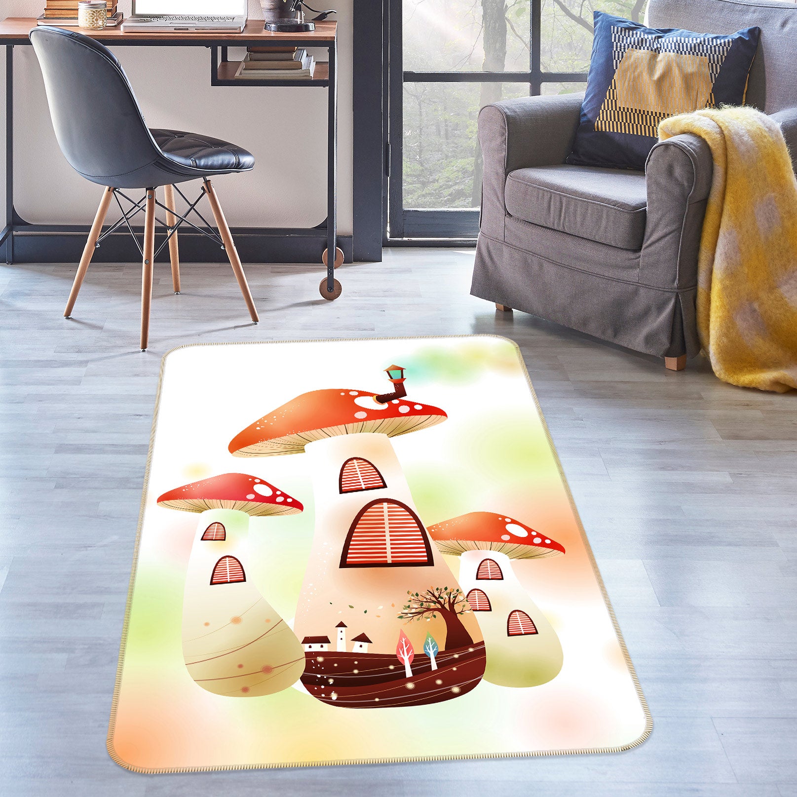 3D Mushroom Hut 76163 Non Slip Rug Mat