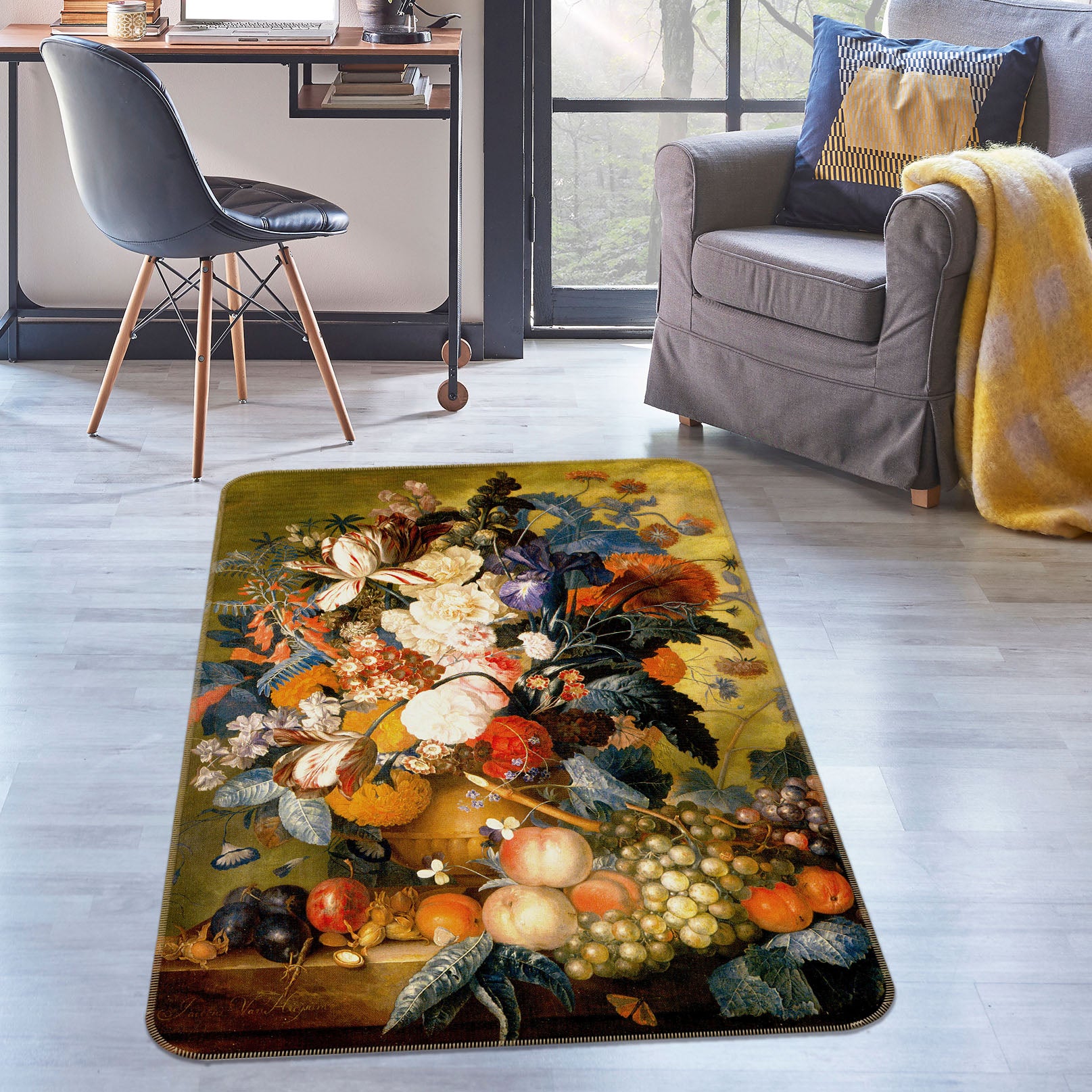 3D Flower Fruit 32101 Non Slip Rug Mat